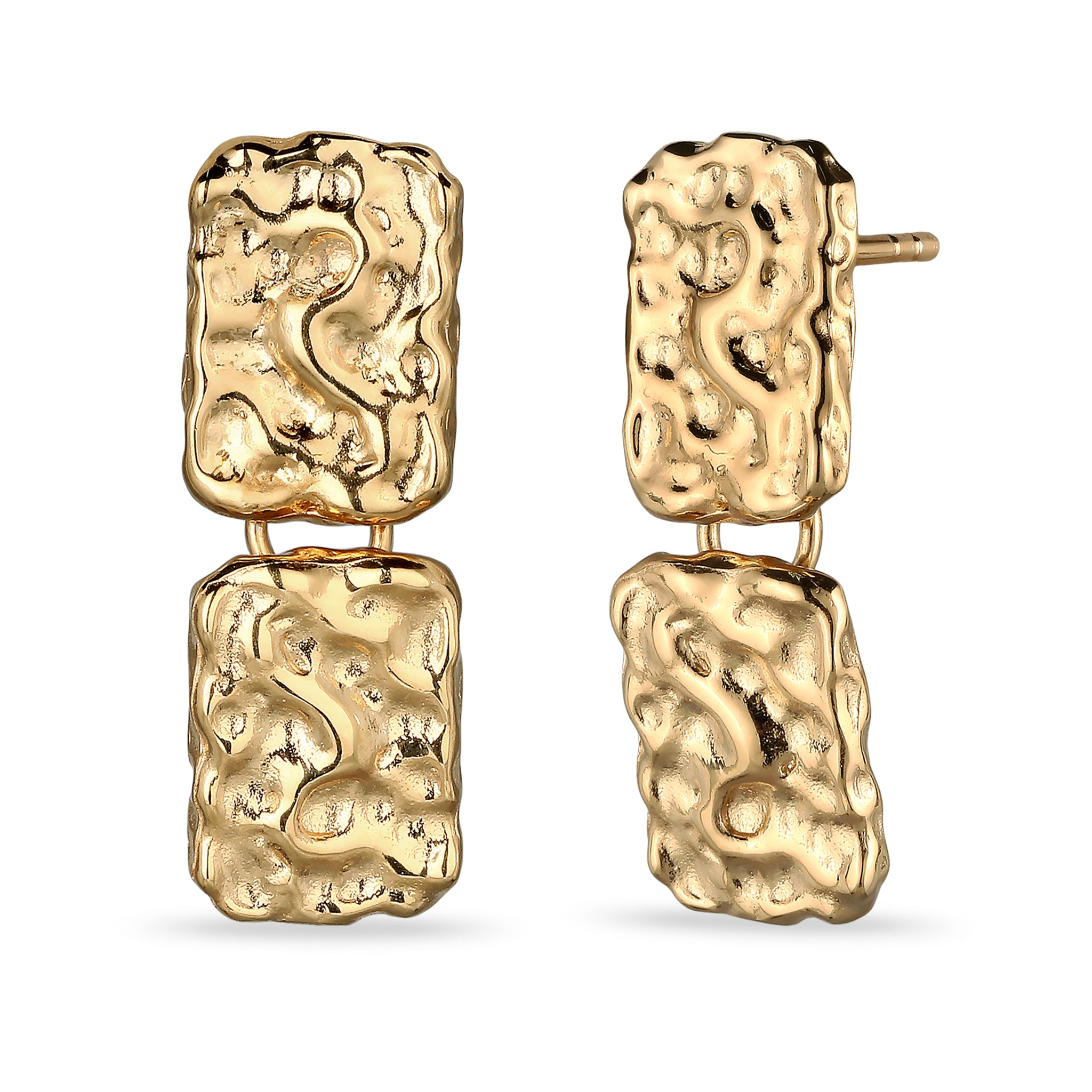 Gold - Elli | Ohrstecker Rechteck | 925 Sterling Silber vergoldet