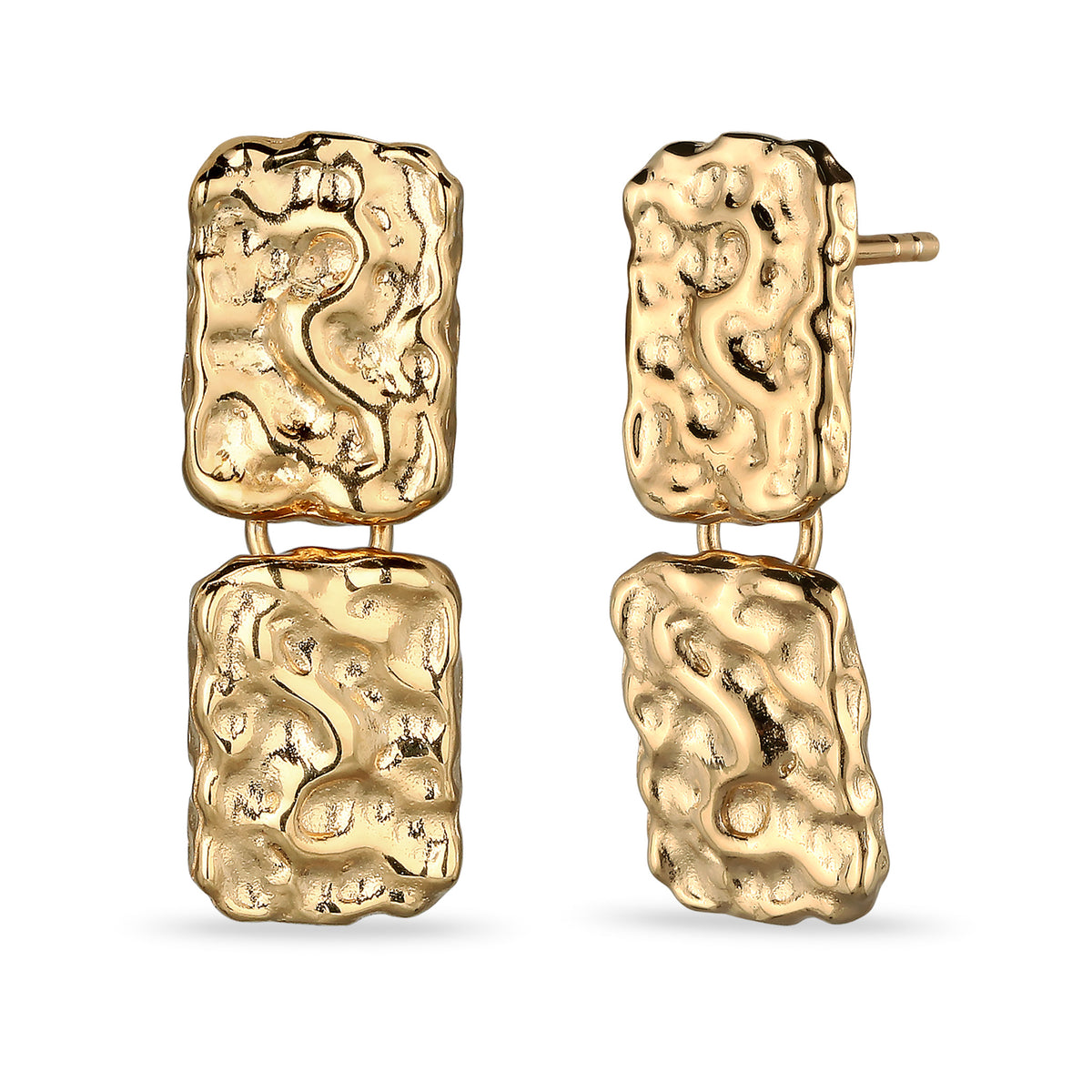 Gold - Elli | Ohrstecker Melted Squares | 925 Sterling Silber vergoldet