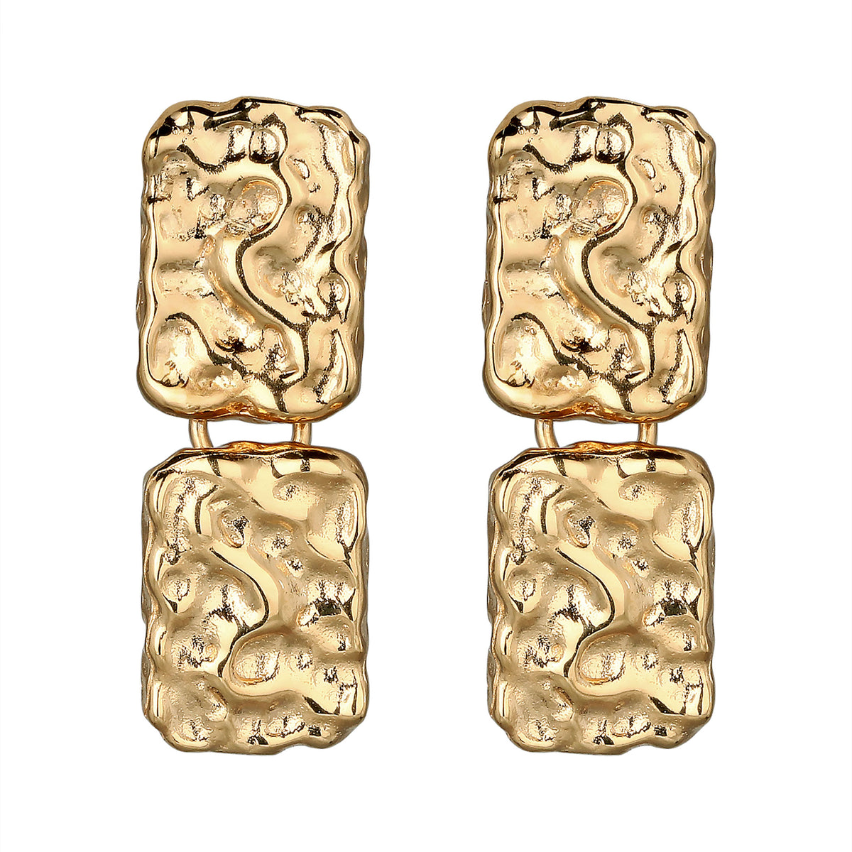 Gold - Elli | Ohrstecker Melted Squares | 925 Sterling Silber vergoldet