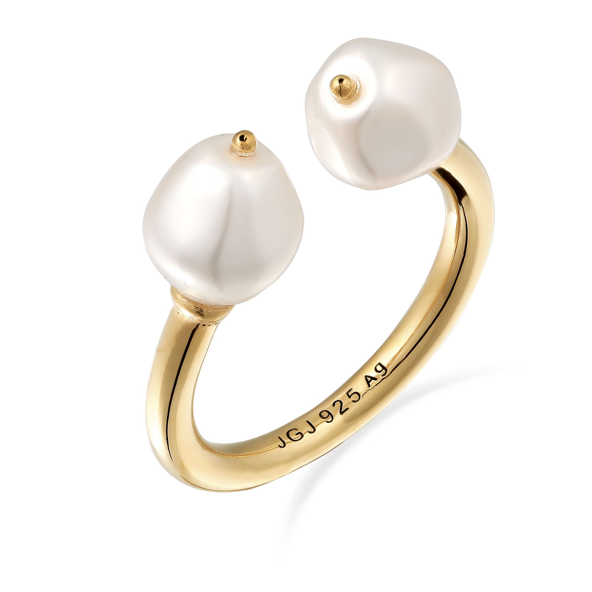 Gold - Elli PREMIUM | Ring mit Perlen | Swarovski® Perle | 925 Sterling Silber vergoldet