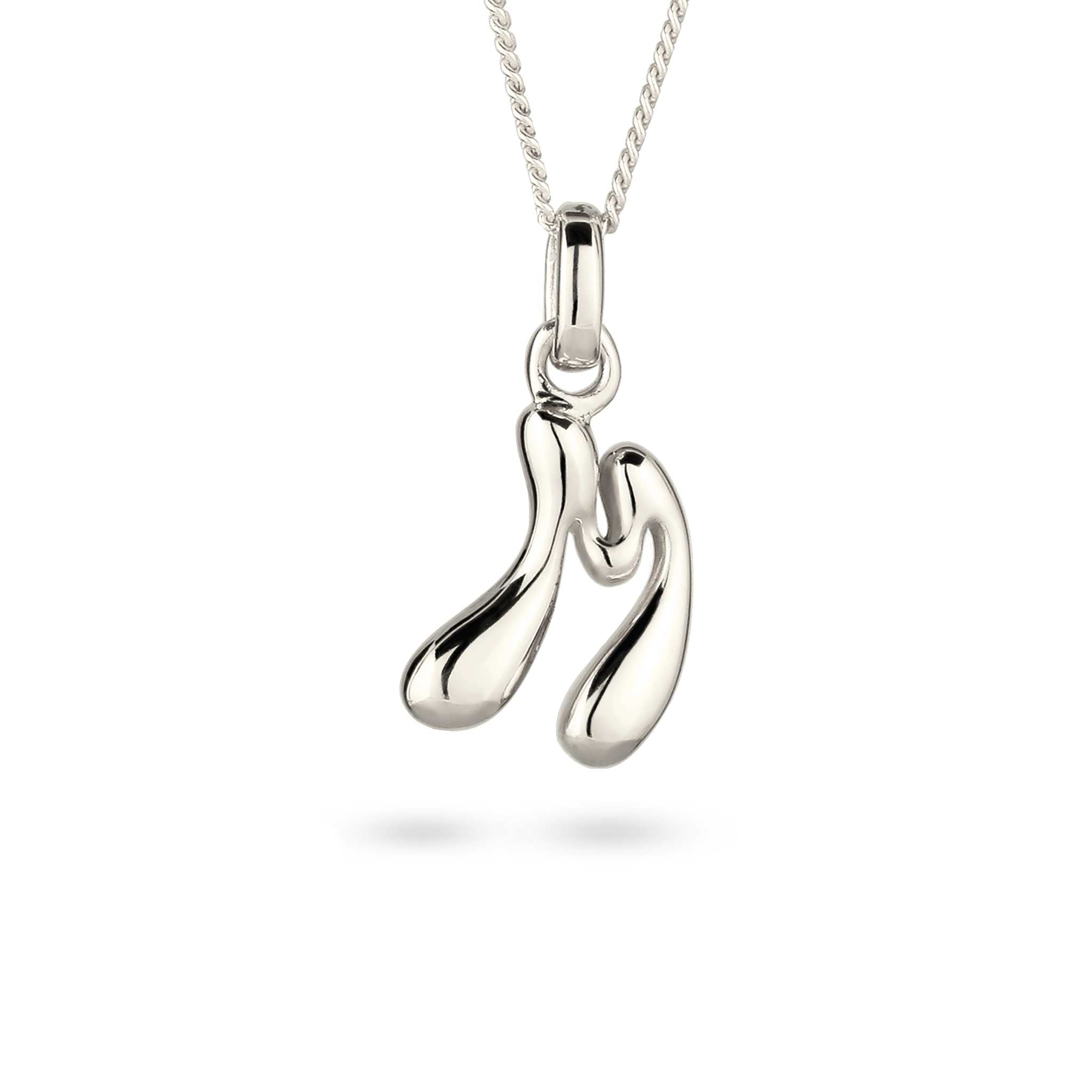 Silber - Elli | Halskette Melted Buchstabe M | 925 Sterling Silber