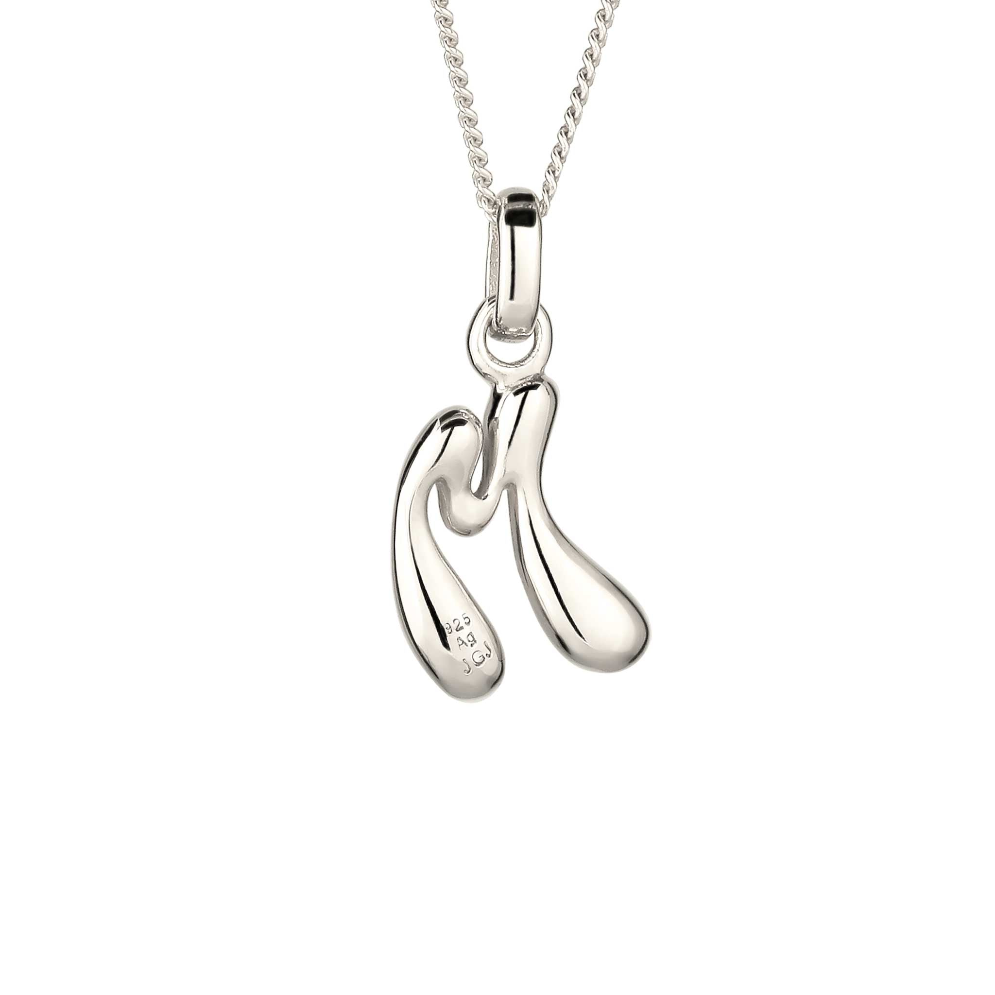 Silber - Elli | Halskette Melted Buchstabe M | 925 Sterling Silber