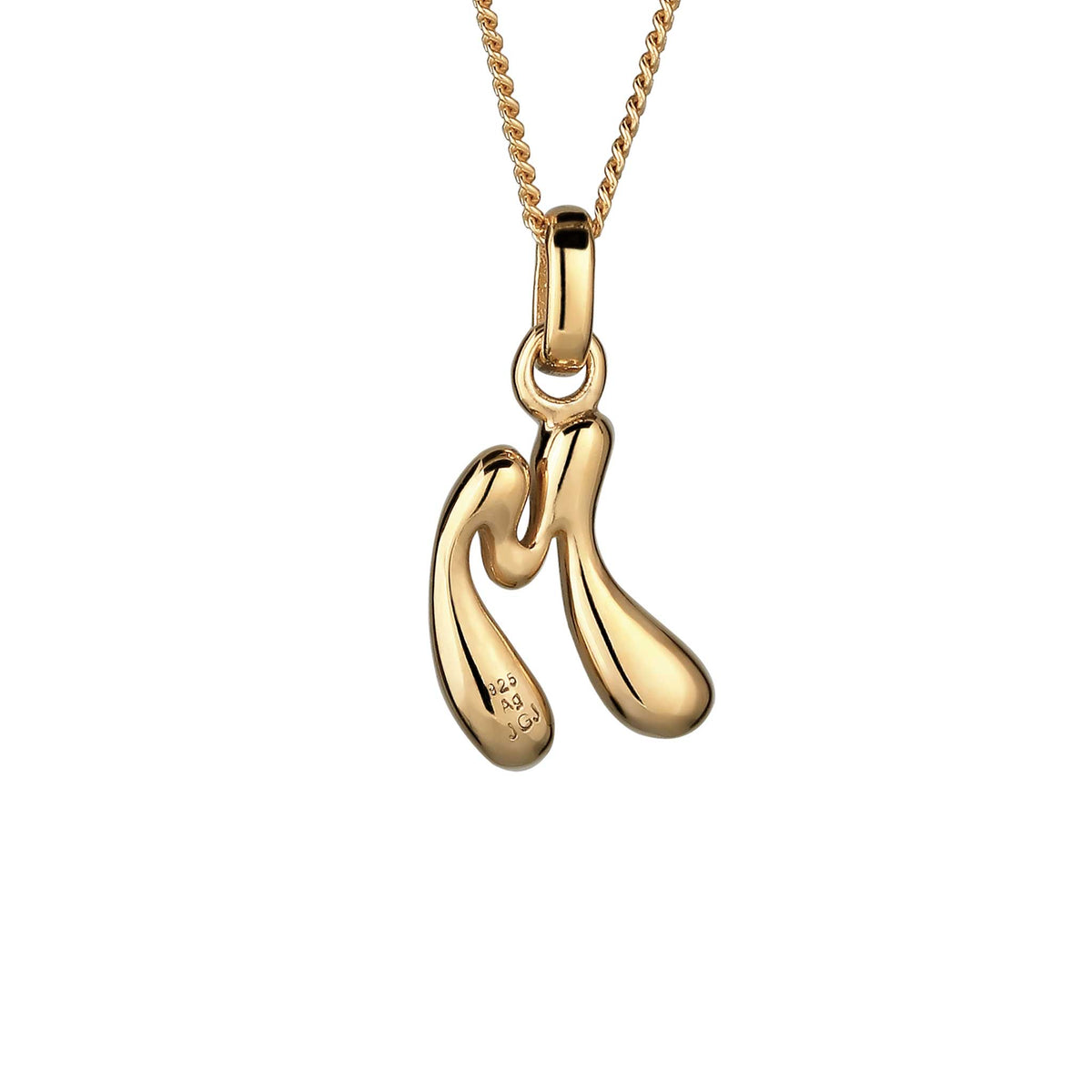Gold - Elli | Halskette Melted Buchstabe M | 925 Sterling Silber vergoldet