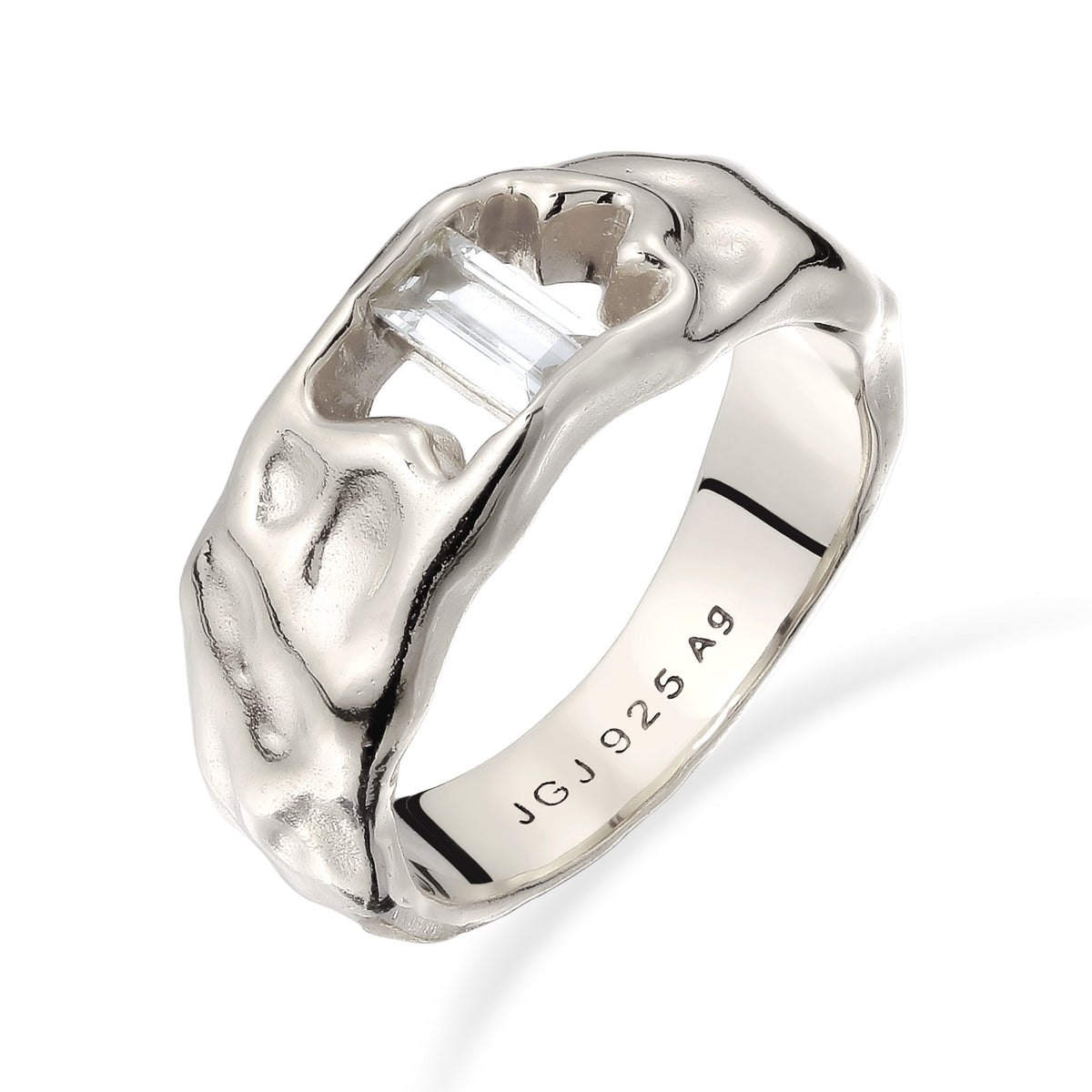 Silber - Elli | Ring Melted | Topas (Weiß) | 925 Sterling Silber