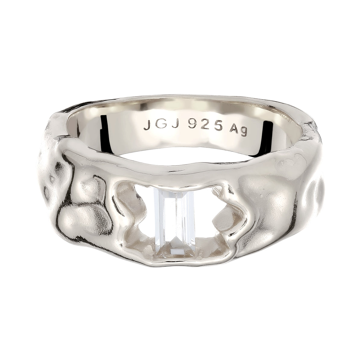 Silber - Elli | Ring Melted | Topas (Weiß) | 925 Sterling Silber