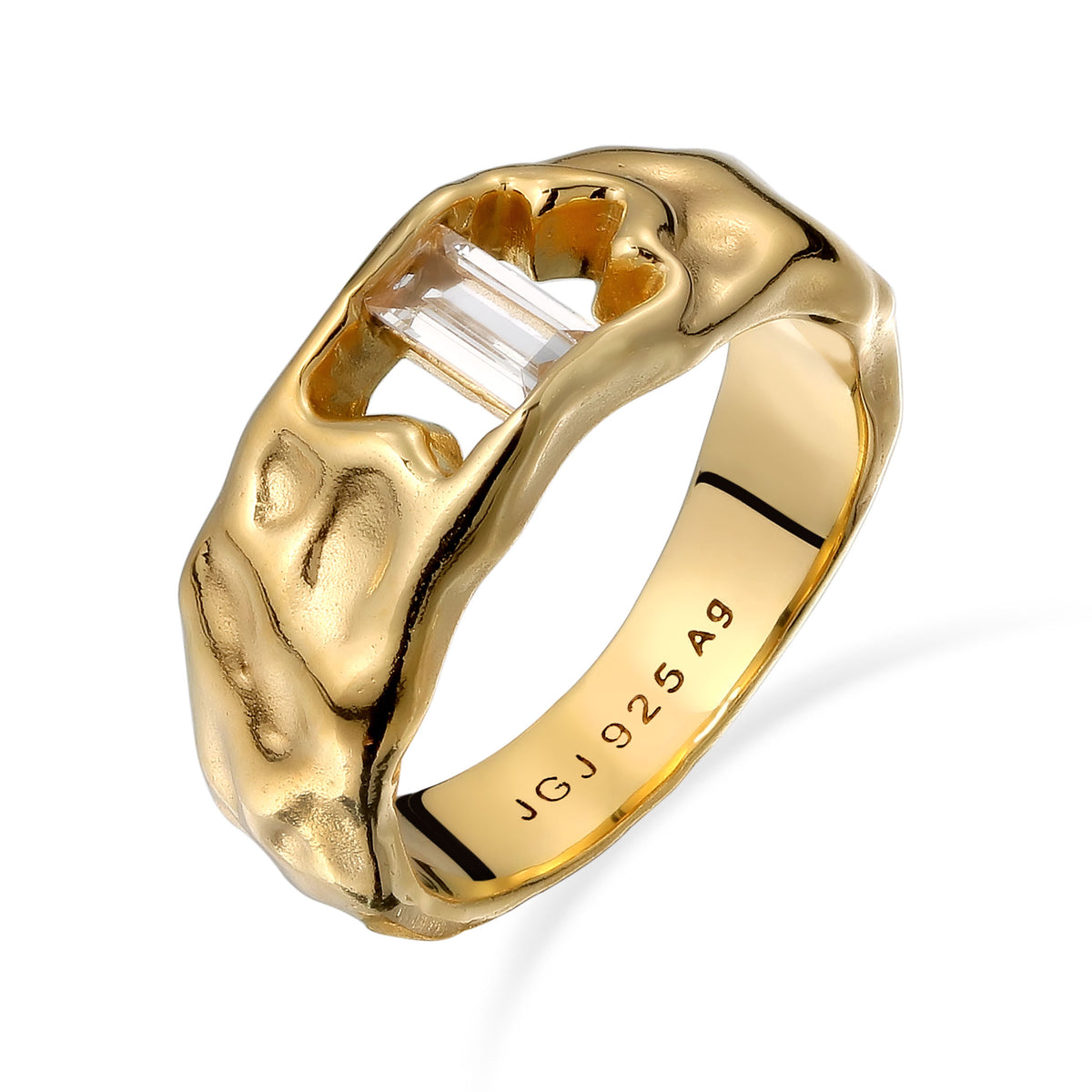 Gold - Elli | Ring Melted | Topas (Weiß) | 925 Sterling Silber vergoldet