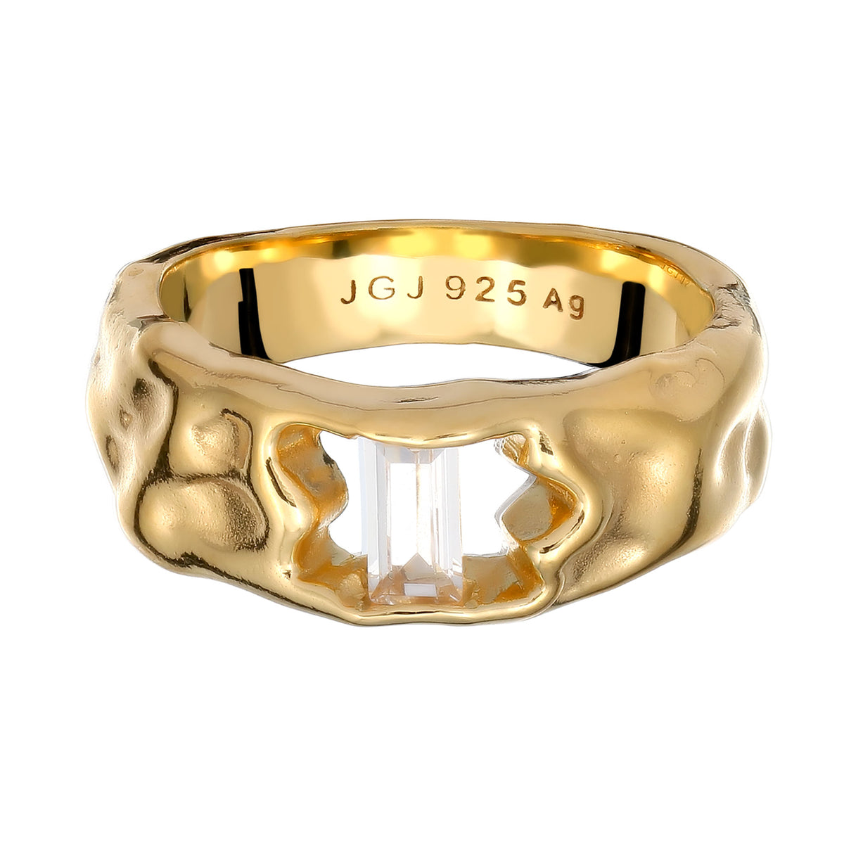 Gold - Elli | Ring Melted | Topas (Weiß) | 925 Sterling Silber vergoldet