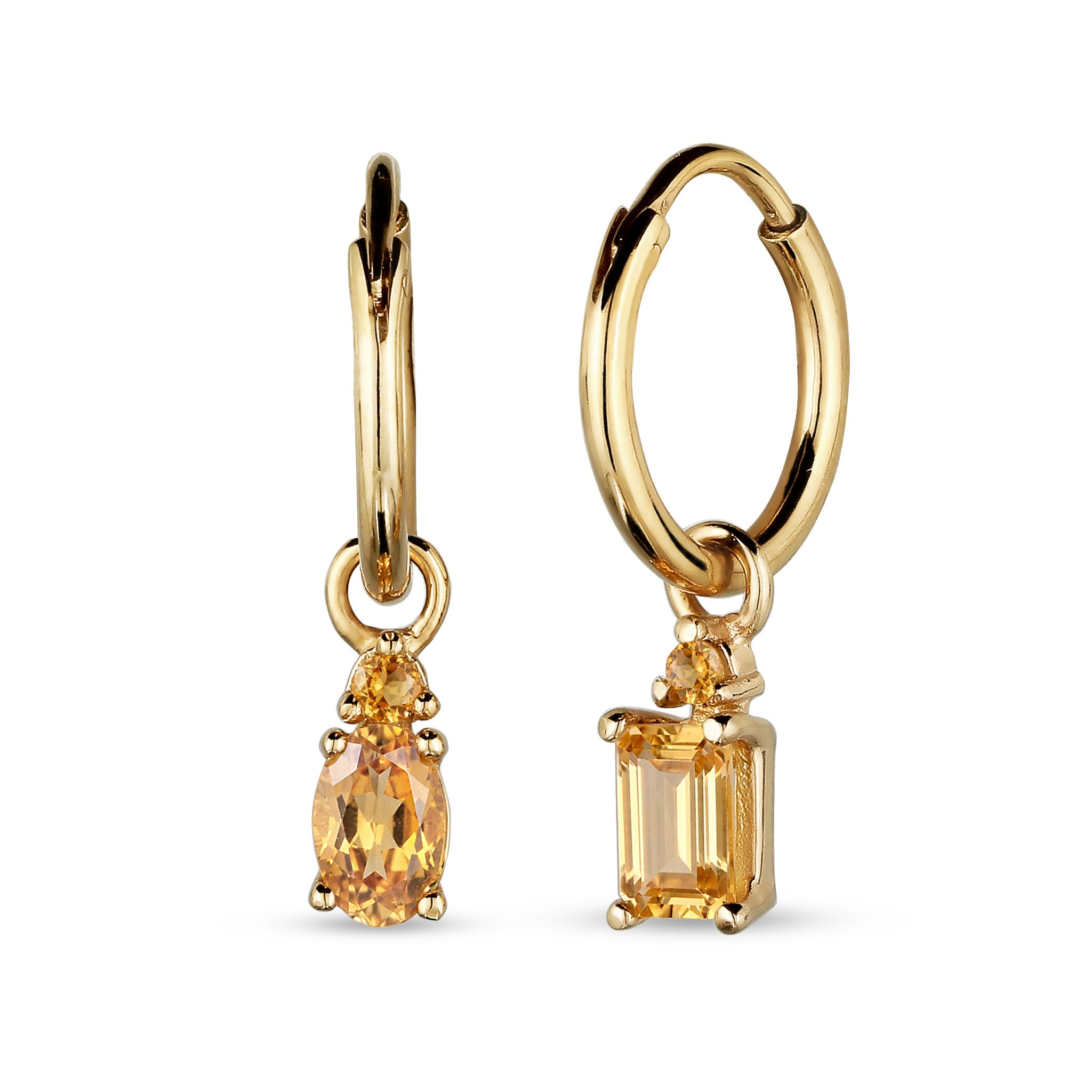 Gold - Elli | Creolen | Citrin Gelb | 925 Sterling Silber vergoldet