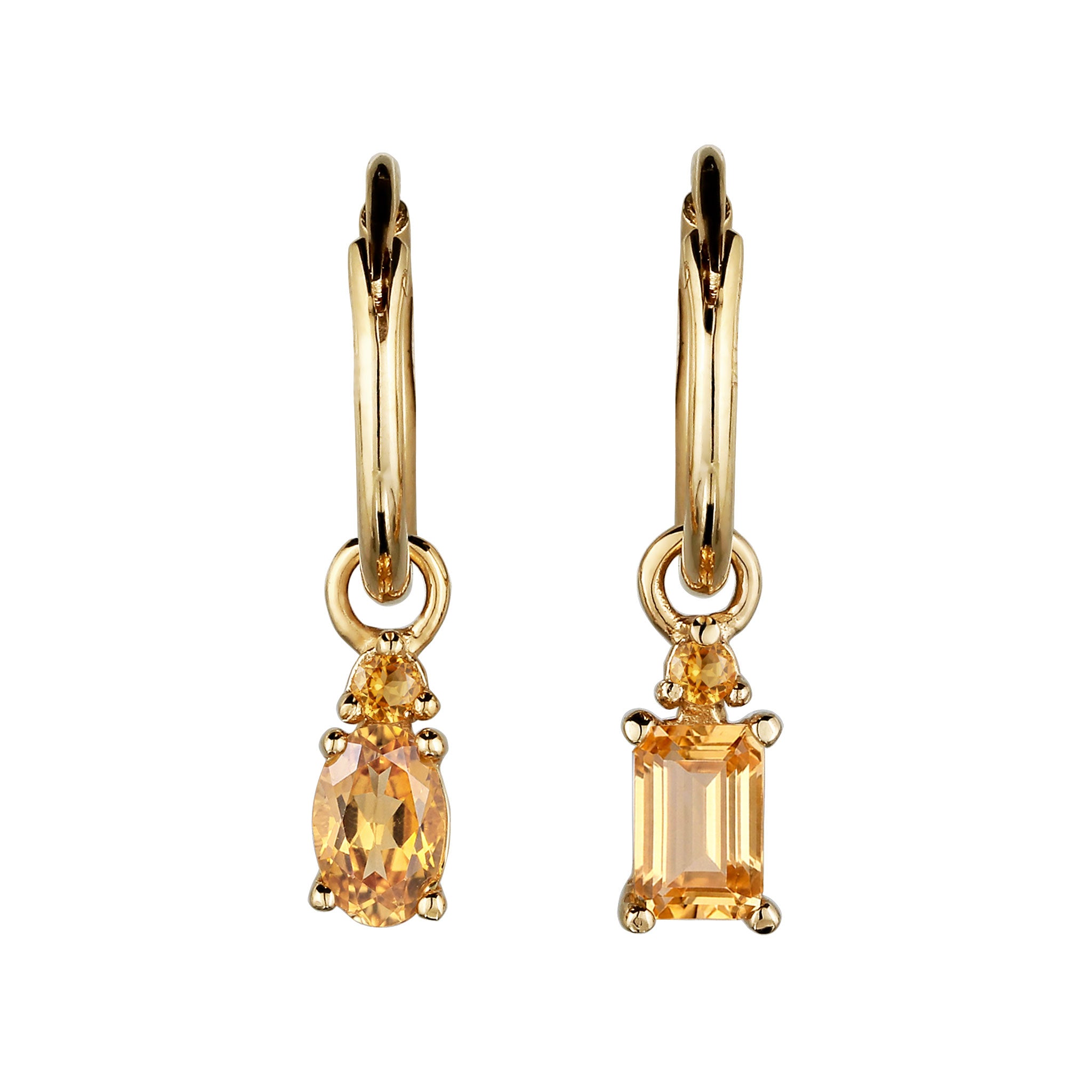 Gold - Elli | Creolen | Citrin Gelb | 925 Sterling Silber vergoldet