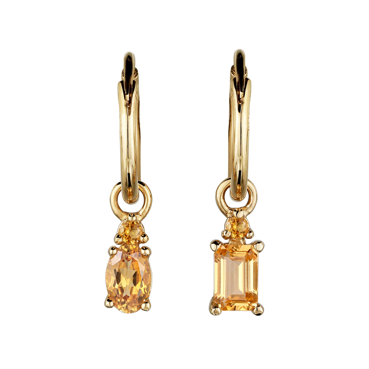 Gold - Elli | Creolen | Citrin Gelb | 925 Sterling Silber vergoldet