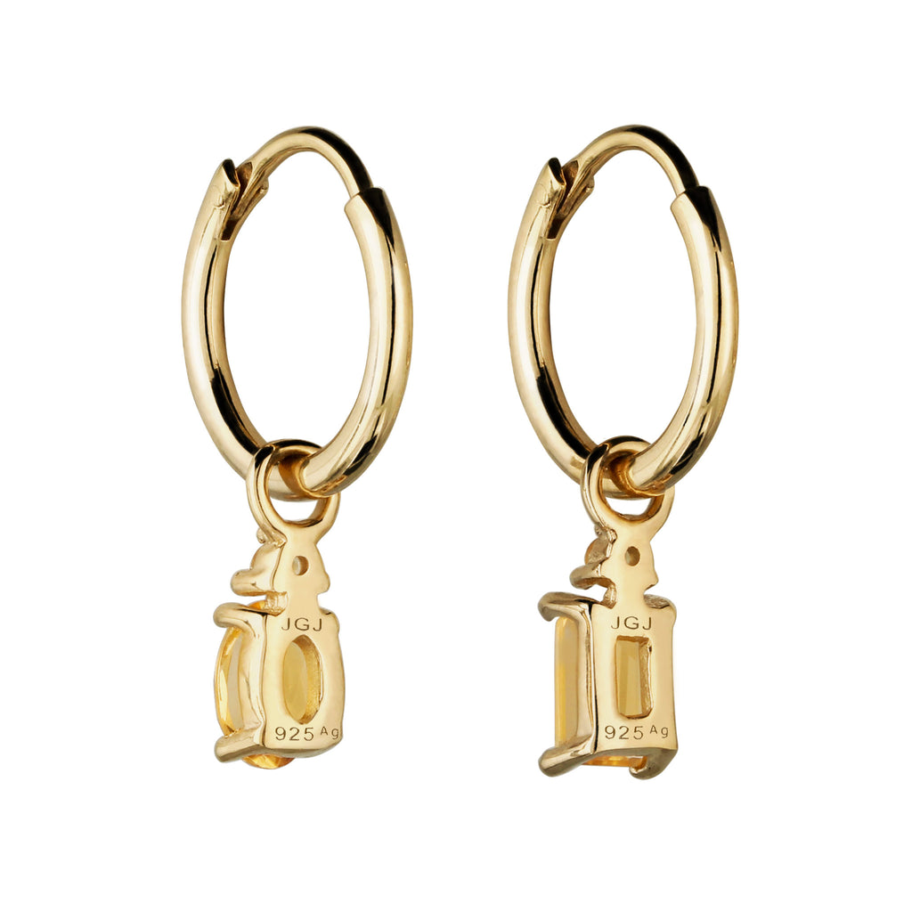 Gold - Elli | Creolen | Citrin Gelb | 925 Sterling Silber vergoldet