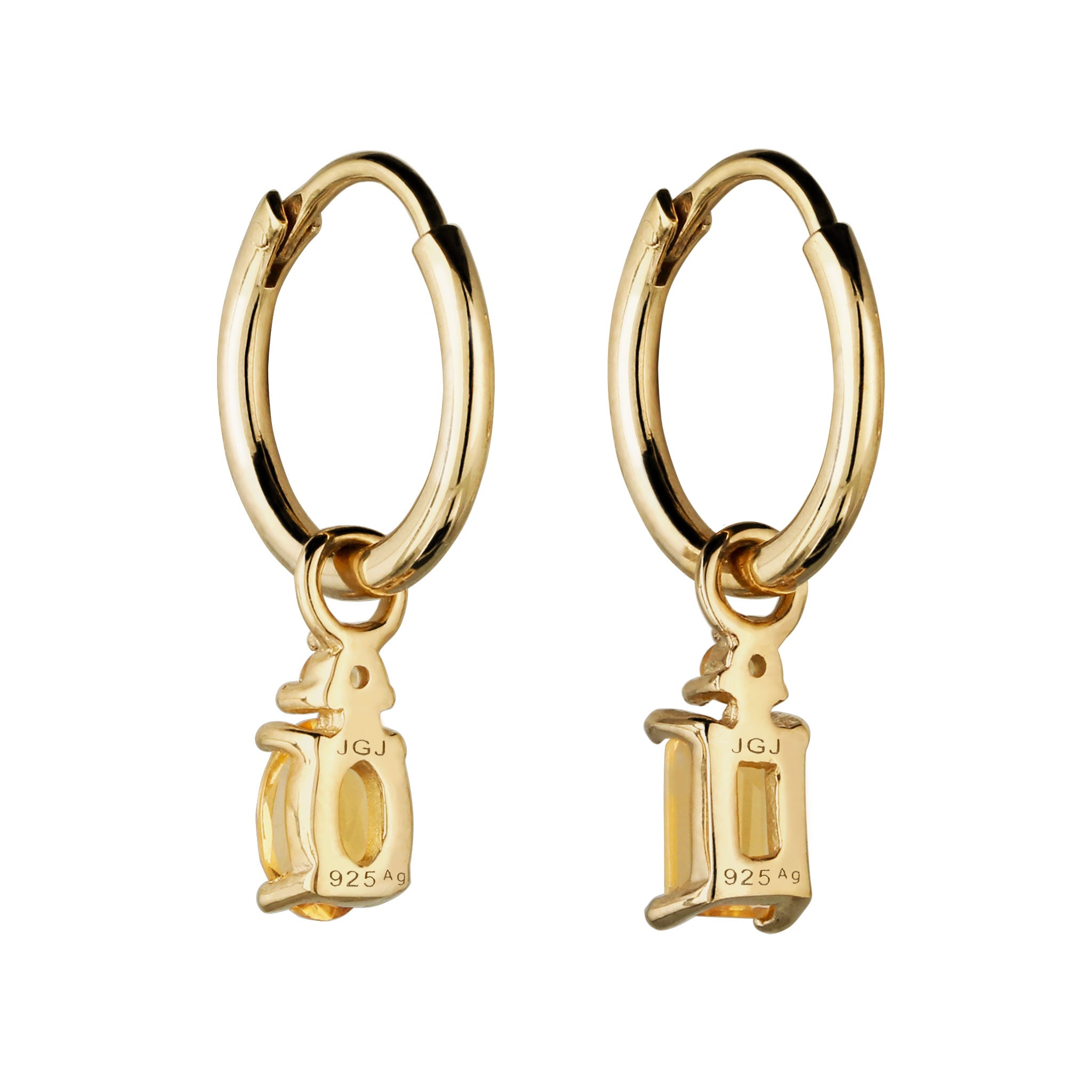 Gold - Elli | Creolen | Citrin Gelb | 925 Sterling Silber vergoldet