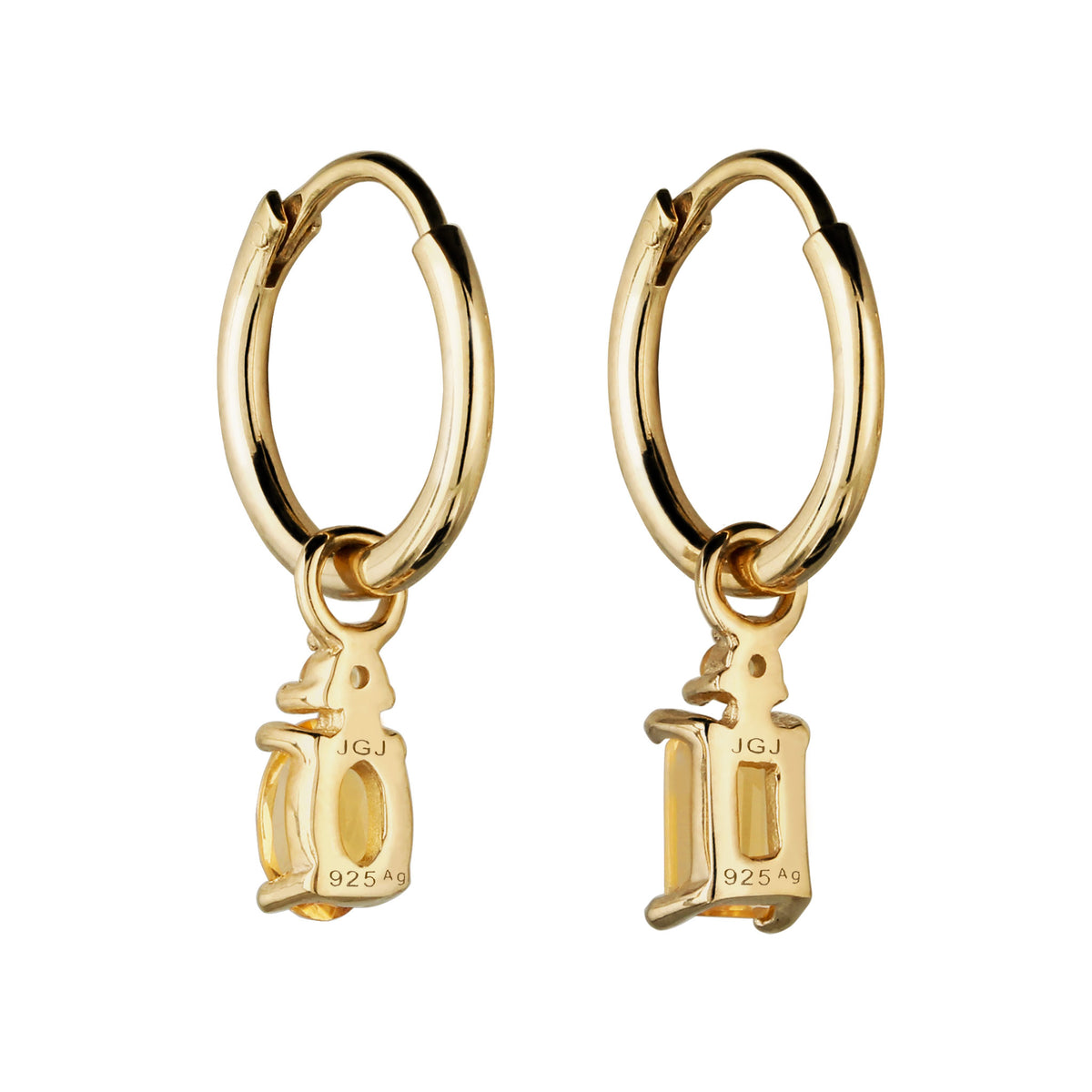 Gold - Elli | Creolen | Citrin Gelb | 925 Sterling Silber vergoldet