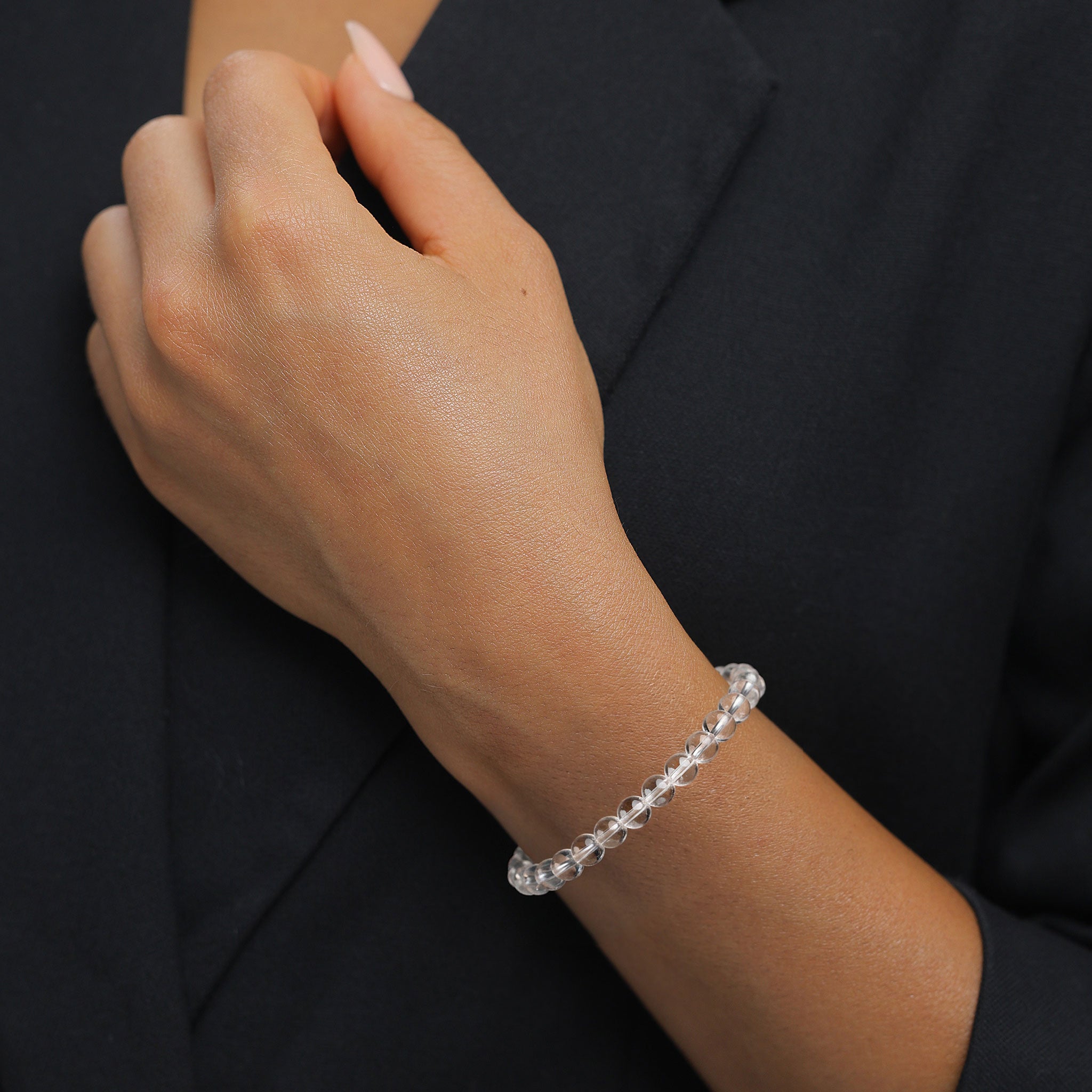 Silber - Elli | Armband mit Perlen | Rock Crystal (Transparent) | 925 Sterling Silber
