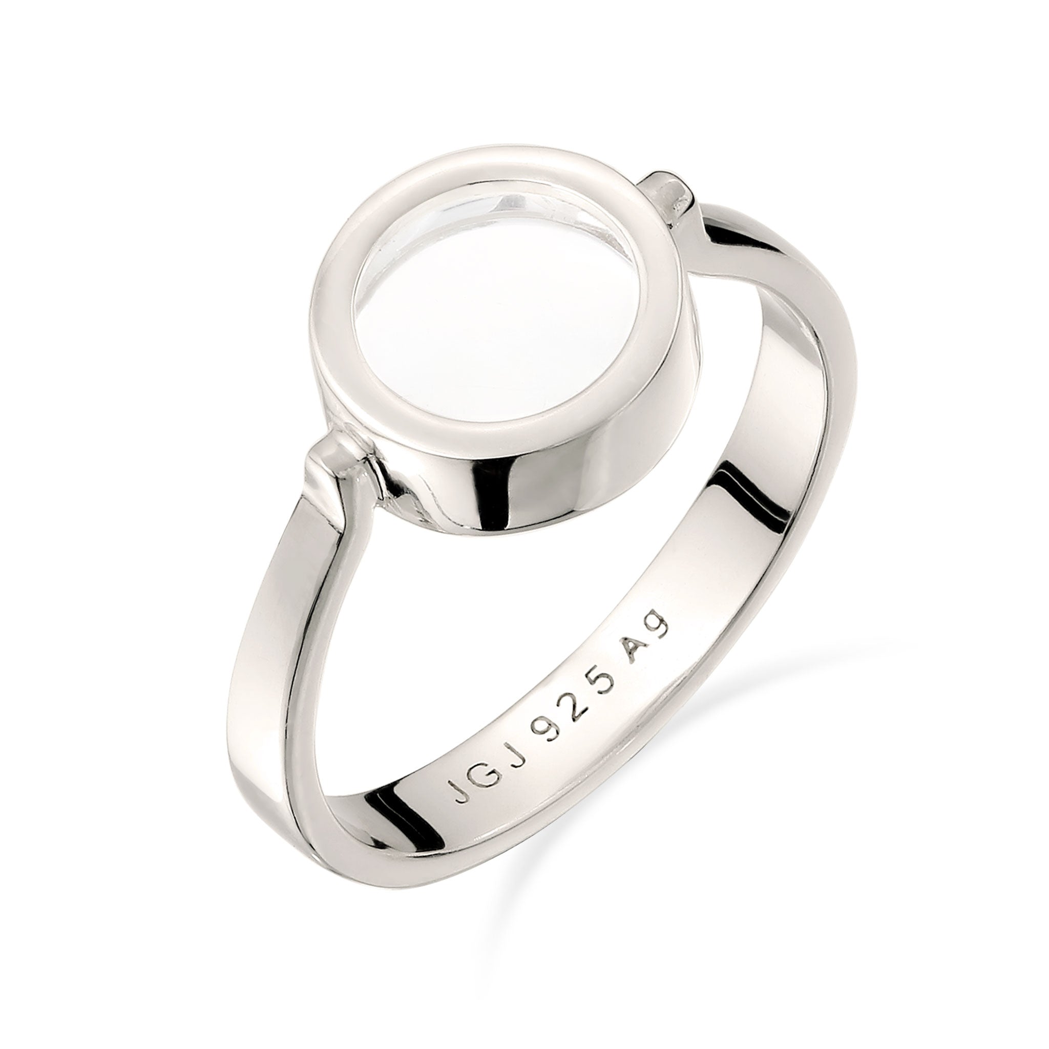 Silber - Elli | Ring Rund | Rock Crystal | 925 Sterling Silber