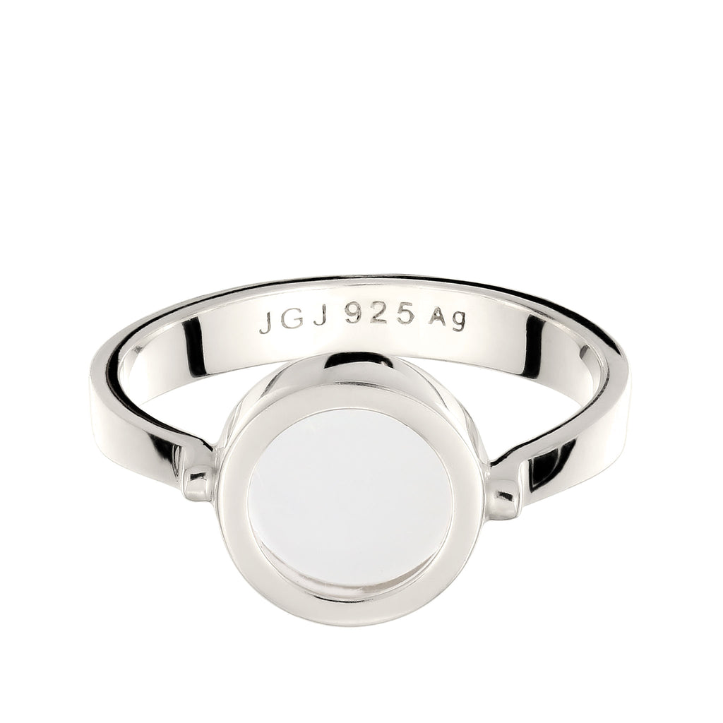 Silber - Elli | Ring Rund | Rock Crystal | 925 Sterling Silber