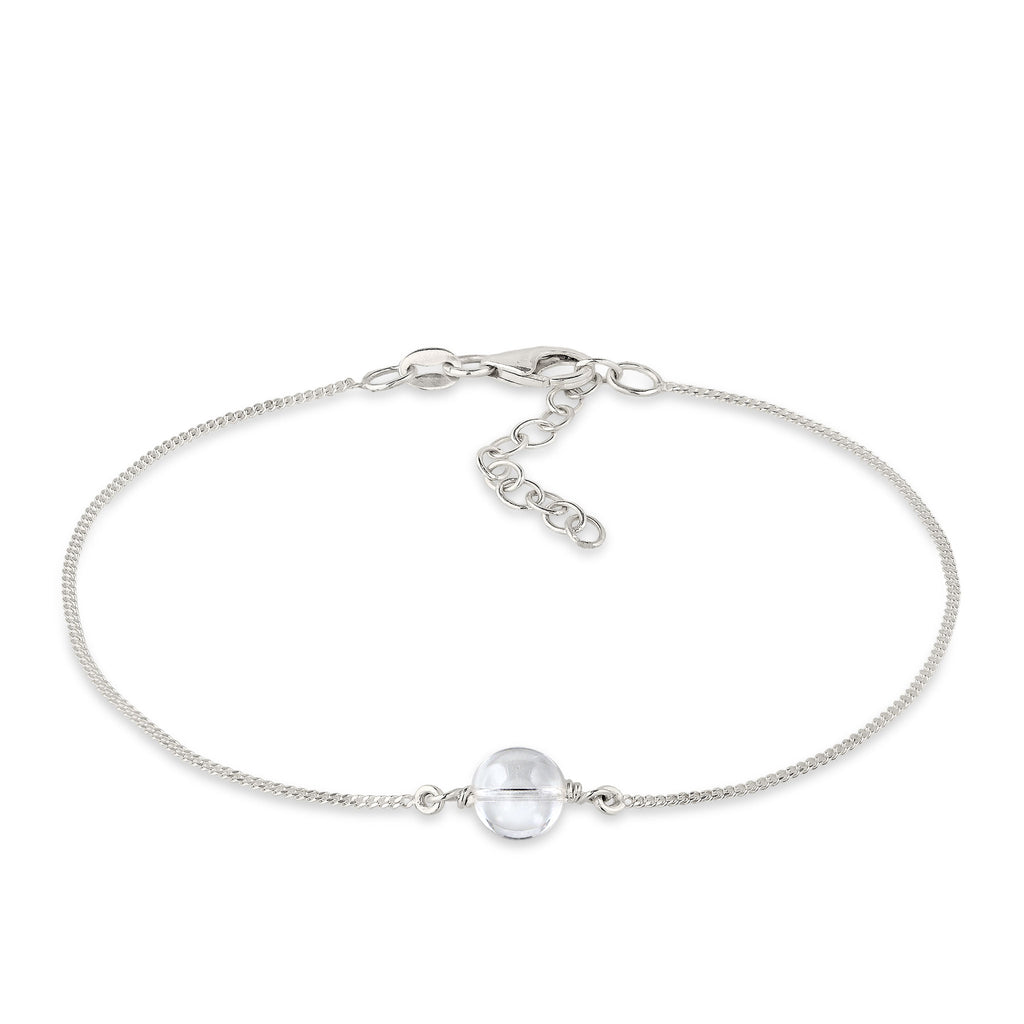 Silber - Elli | Armband mit Steinen Kreis | Bergkristall (Transparent) | 925 Sterling Silber