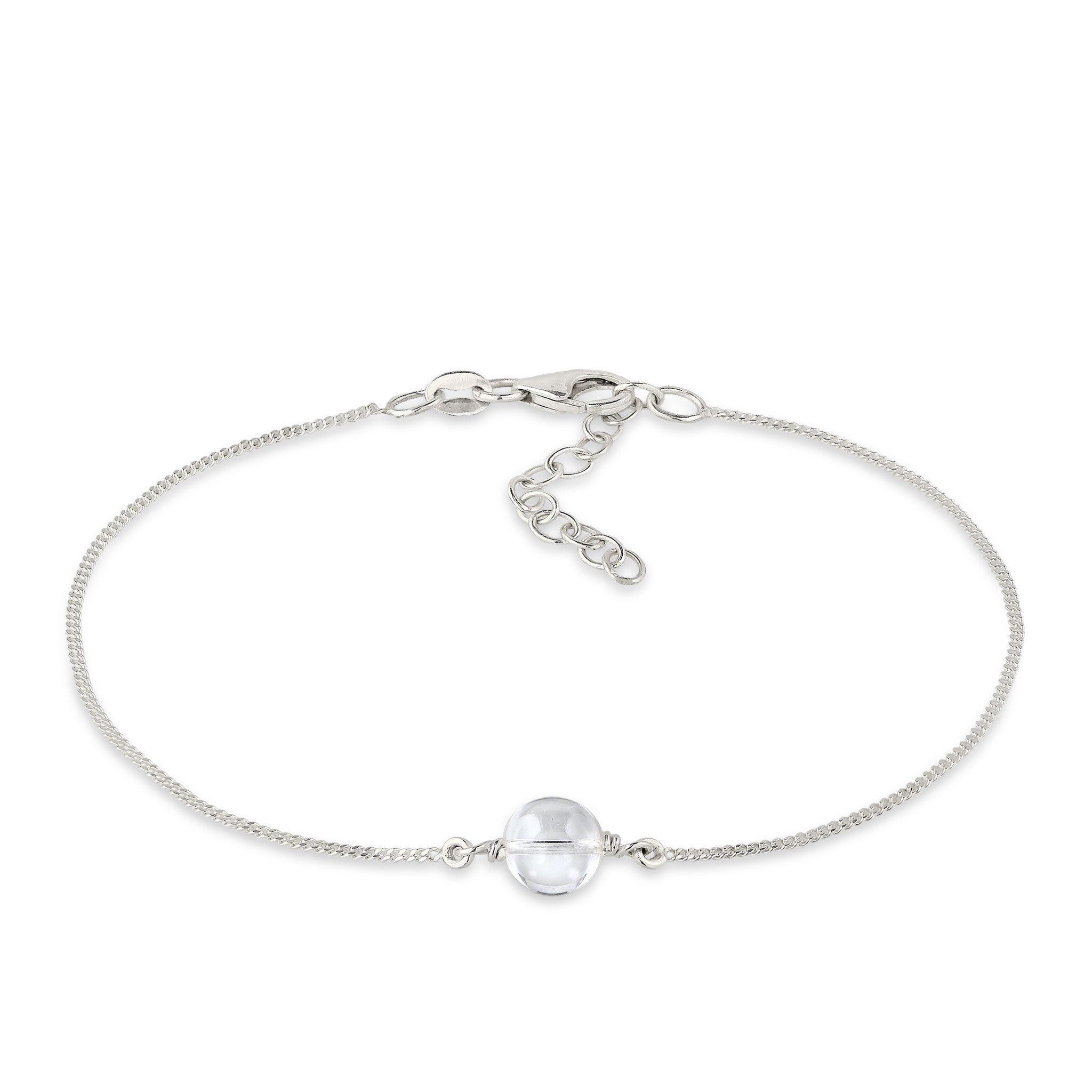 Silber - Elli | Armband mit Steinen Kreis | Bergkristall (Transparent) | 925 Sterling Silber