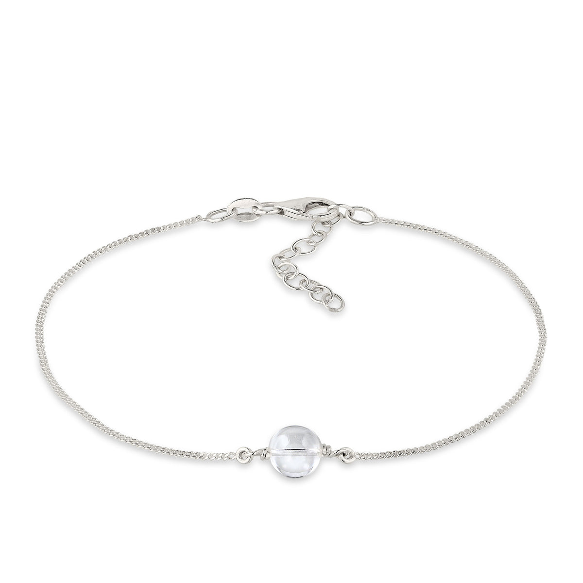 Silber - Elli | Armband mit Steinen Kreis | Bergkristall (Transparent) | 925 Sterling Silber