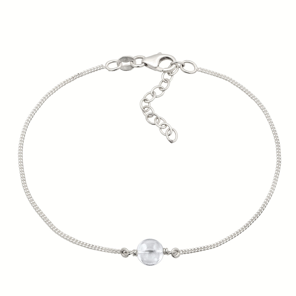 Silber - Elli | Armband mit Steinen Kreis | Bergkristall (Transparent) | 925 Sterling Silber