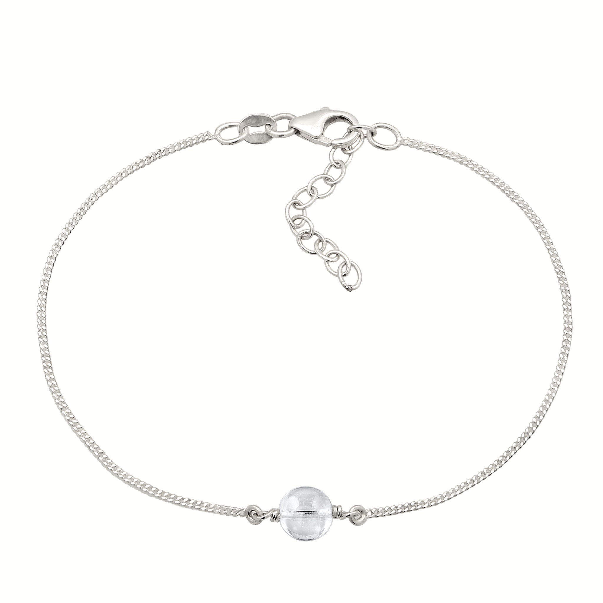 Silber - Elli | Armband mit Steinen Kreis | Bergkristall (Transparent) | 925 Sterling Silber