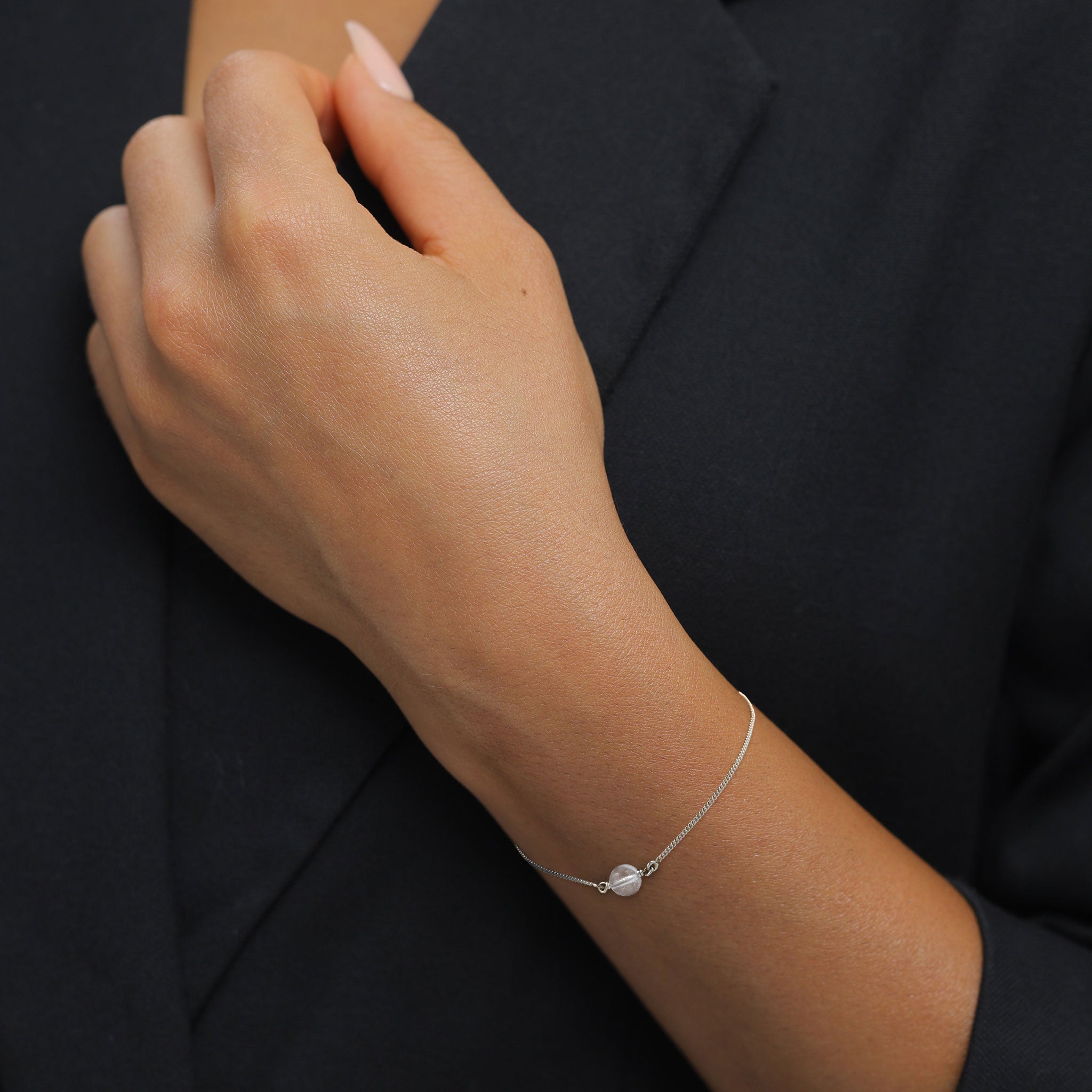 Silber - Elli | Armband mit Steinen Kreis | Bergkristall (Transparent) | 925 Sterling Silber