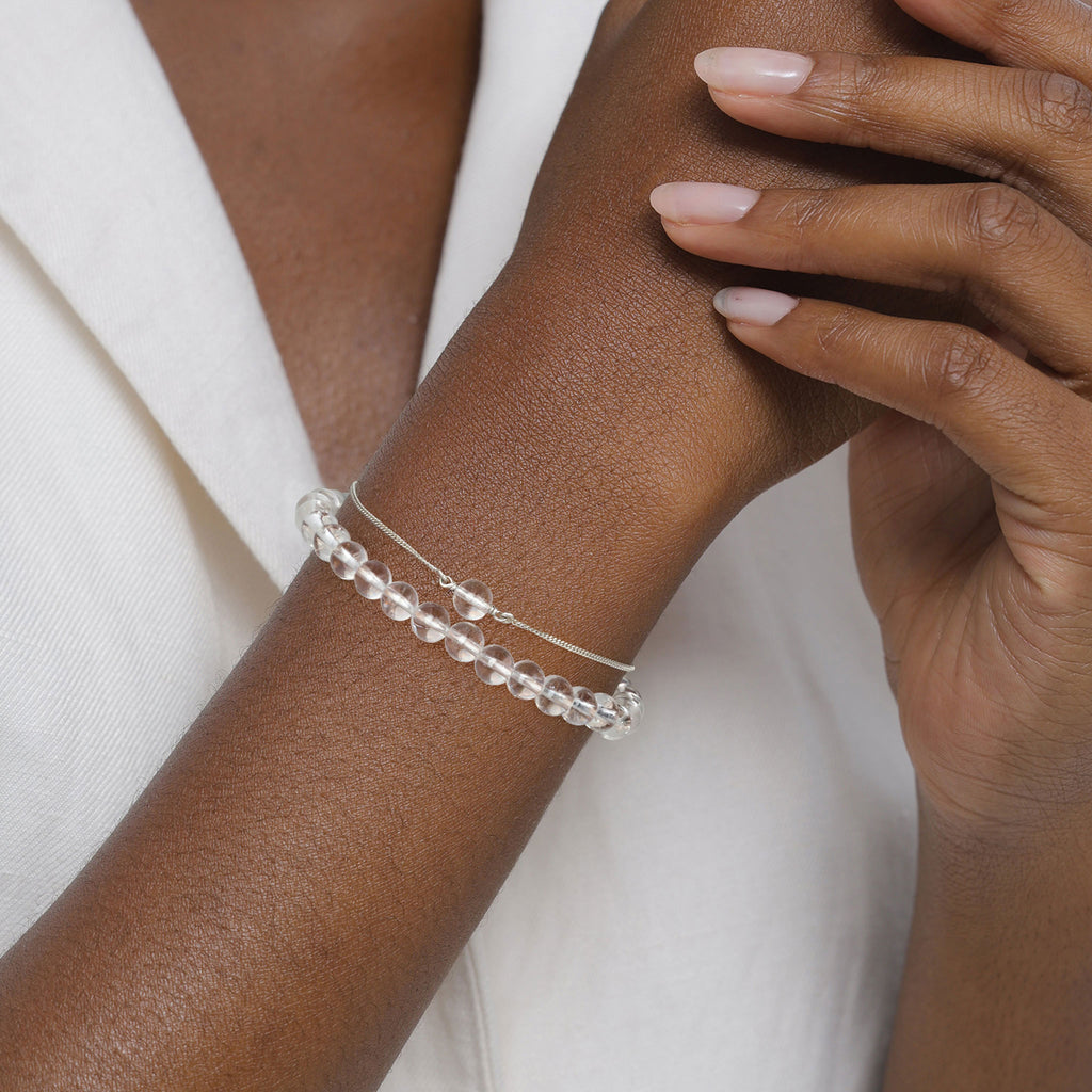 Silber - Elli | Armband mit Steinen Kreis | Bergkristall (Transparent) | 925 Sterling Silber
