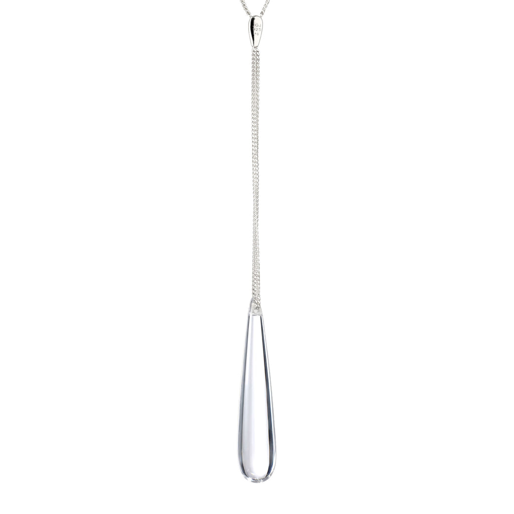 Silber - Elli | Halskette Y mit Tropfen | Rock Crystal | 925 Sterling Silber