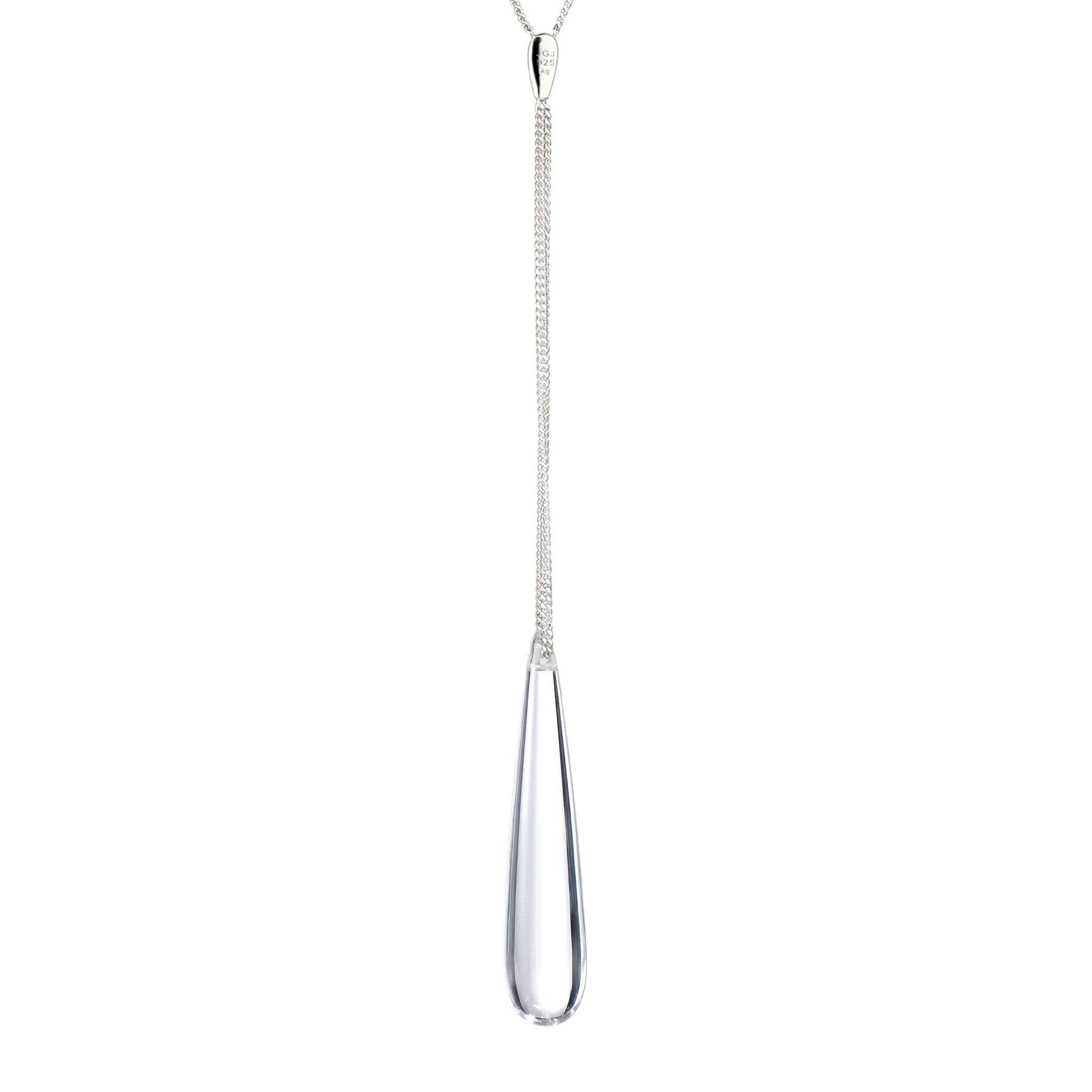 Silber - Elli | Halskette Y mit Tropfen | Rock Crystal | 925 Sterling Silber