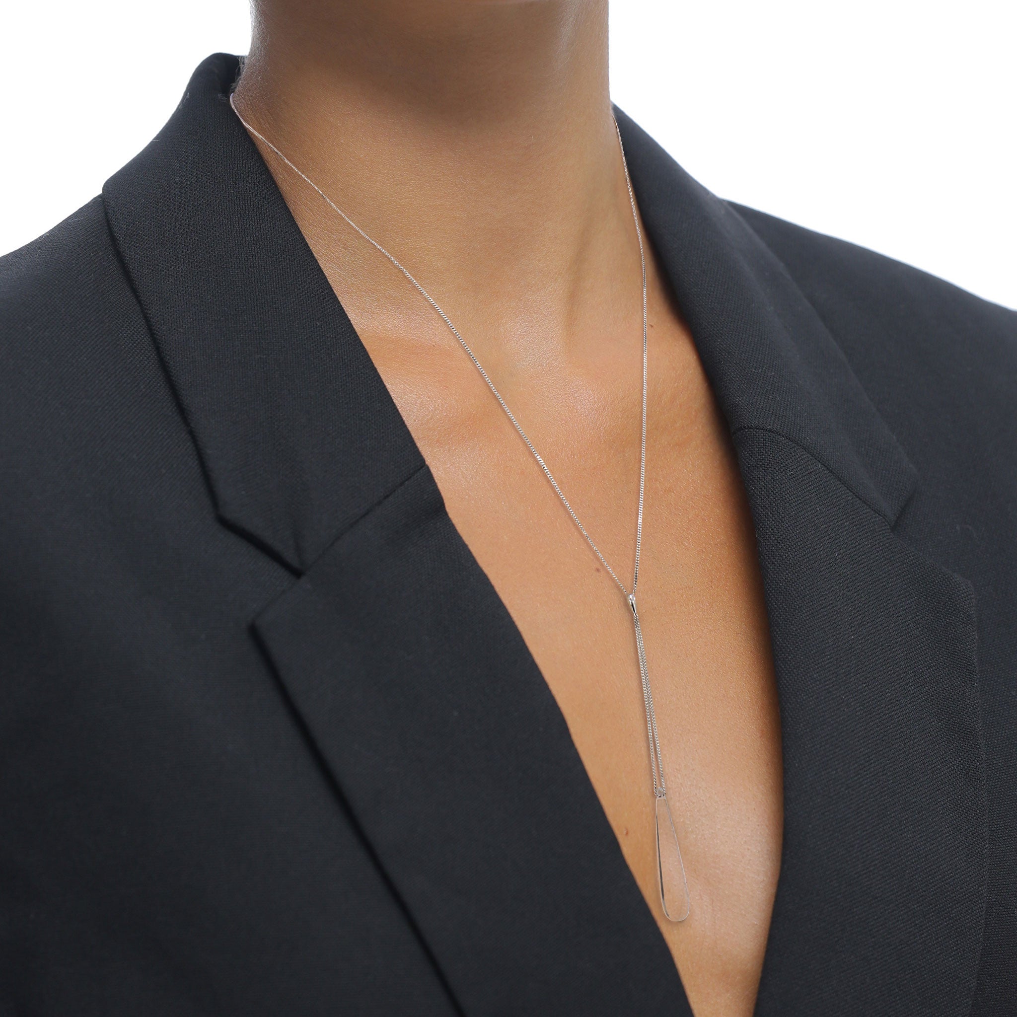 Silber - Elli | Halskette Y mit Tropfen | Rock Crystal | 925 Sterling Silber