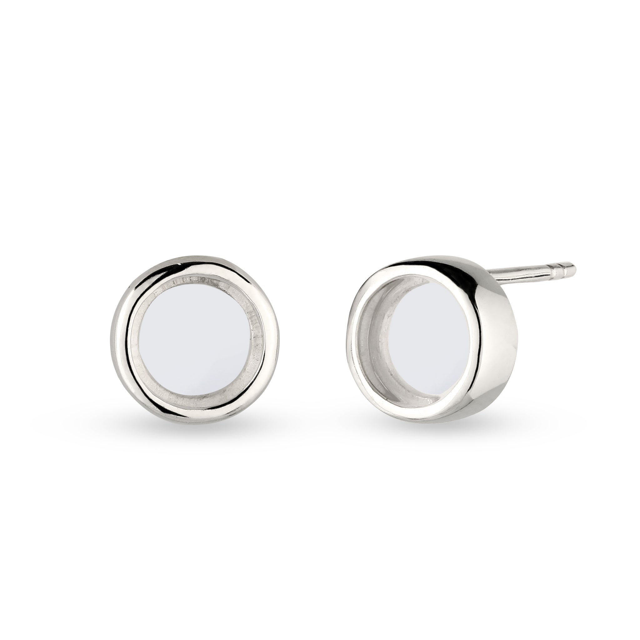 Silber - Elli | Ohrstecker Kreis | Rock Crystal (Transparent) | 925 Sterling Silber