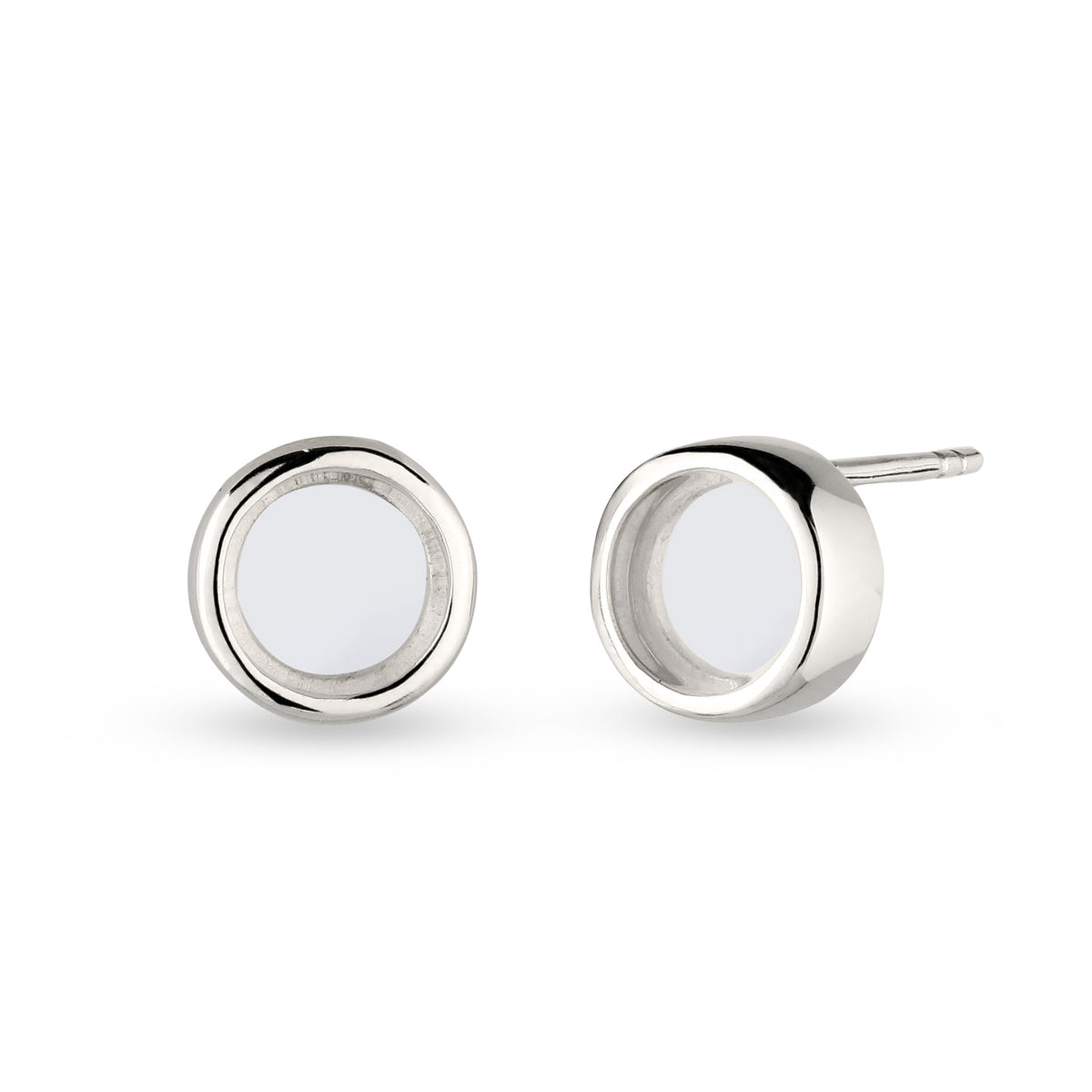 Silber - Elli | Ohrstecker Kreis | Rock Crystal (Transparent) | 925 Sterling Silber