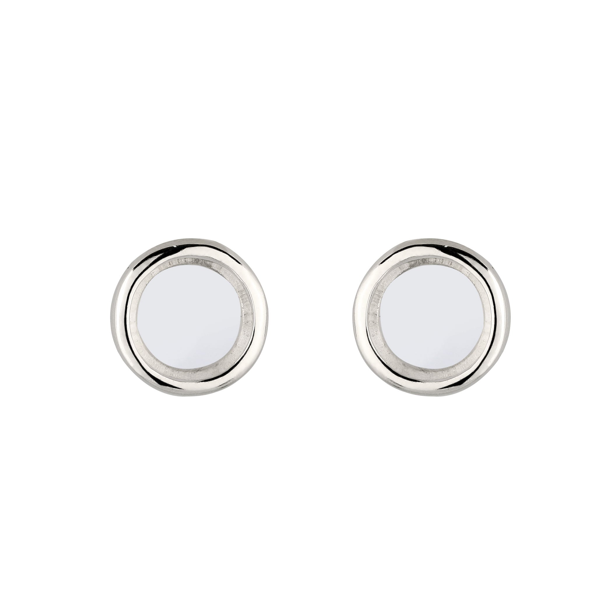 Silber - Elli | Ohrstecker Kreis | Rock Crystal (Transparent) | 925 Sterling Silber