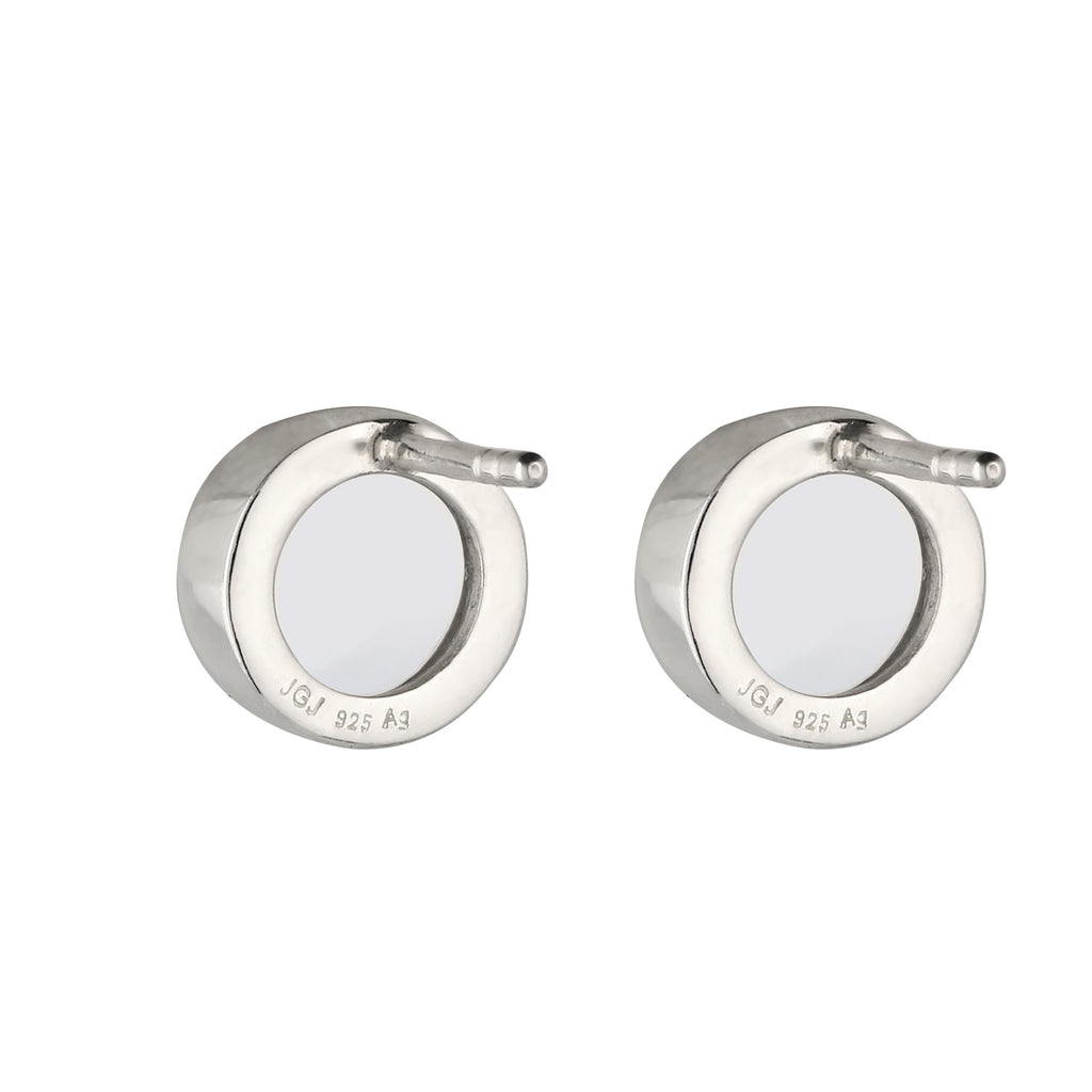 Silber - Elli | Ohrstecker Kreis | Rock Crystal (Transparent) | 925 Sterling Silber