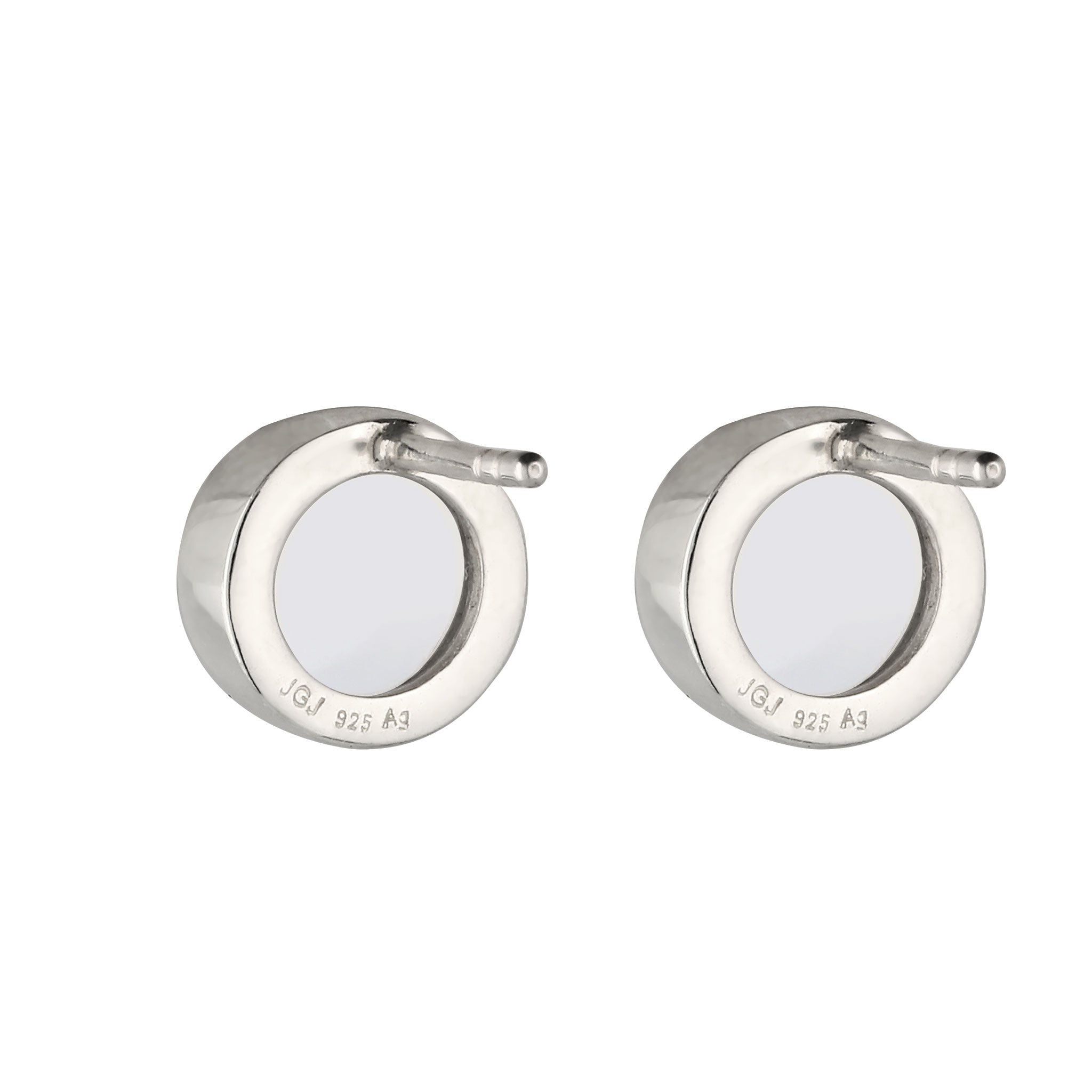 Silber - Elli | Ohrstecker Kreis | Rock Crystal (Transparent) | 925 Sterling Silber