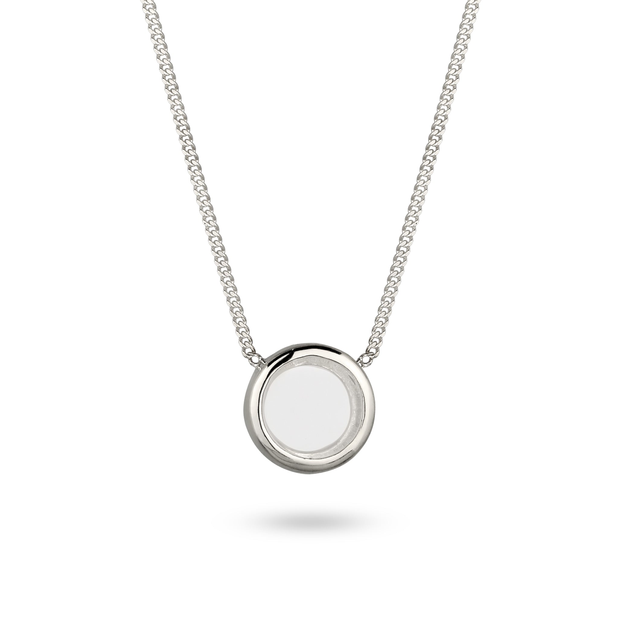 Silber - Elli | Halskette Rock Crystal | Transparent Kreis | 925 Sterling Silber