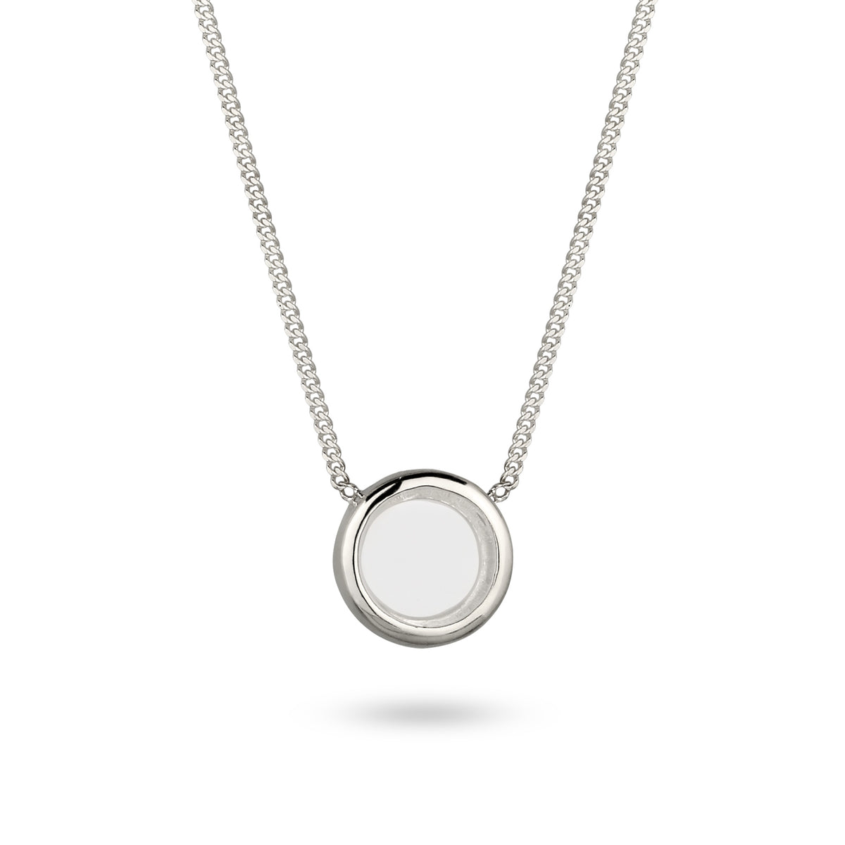 Silber - Elli | Halskette Rock Crystal | Transparent Kreis | 925 Sterling Silber