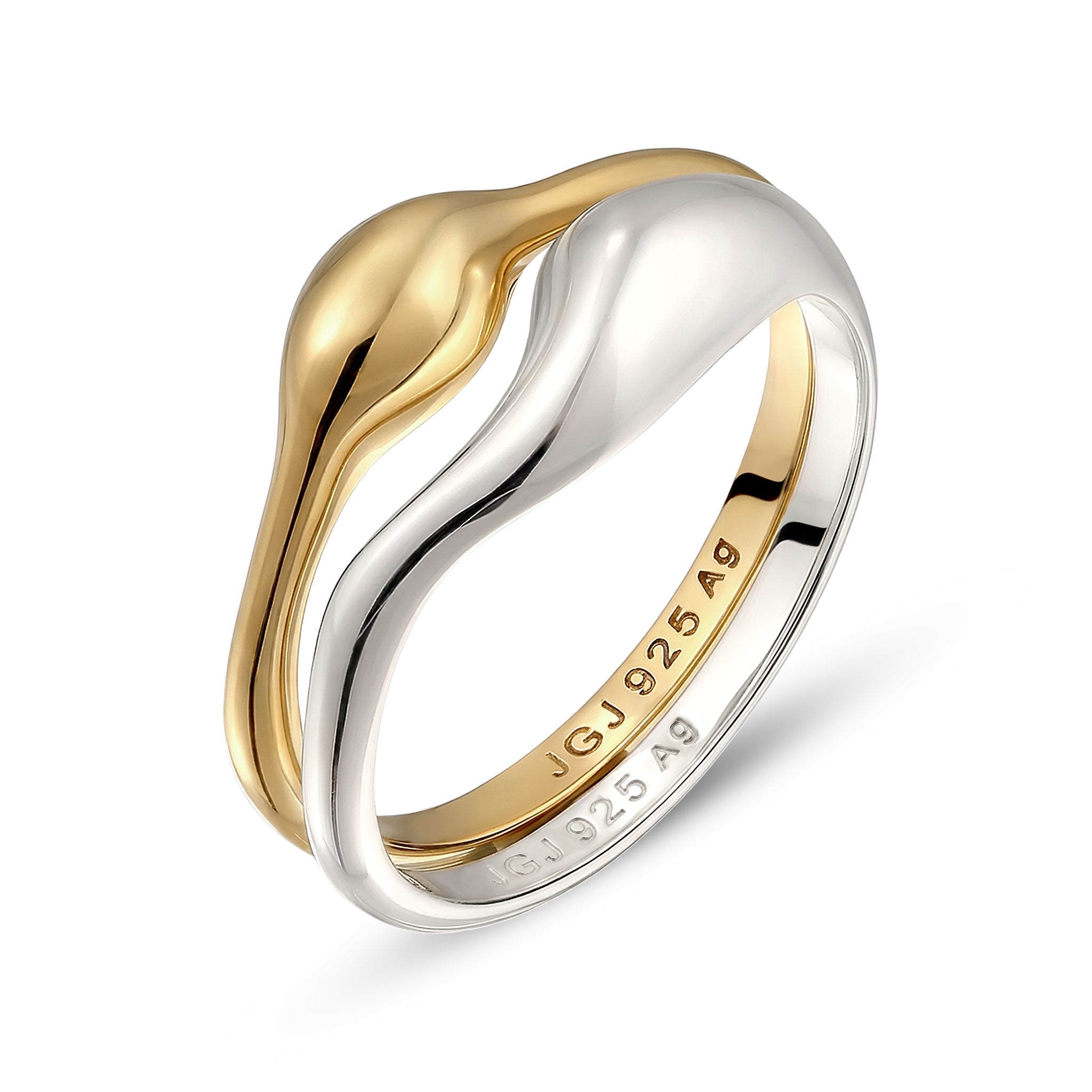 Zweifarbig - Elli | Ringset Duo Bicolor | 925 Sterling Silber vergoldet