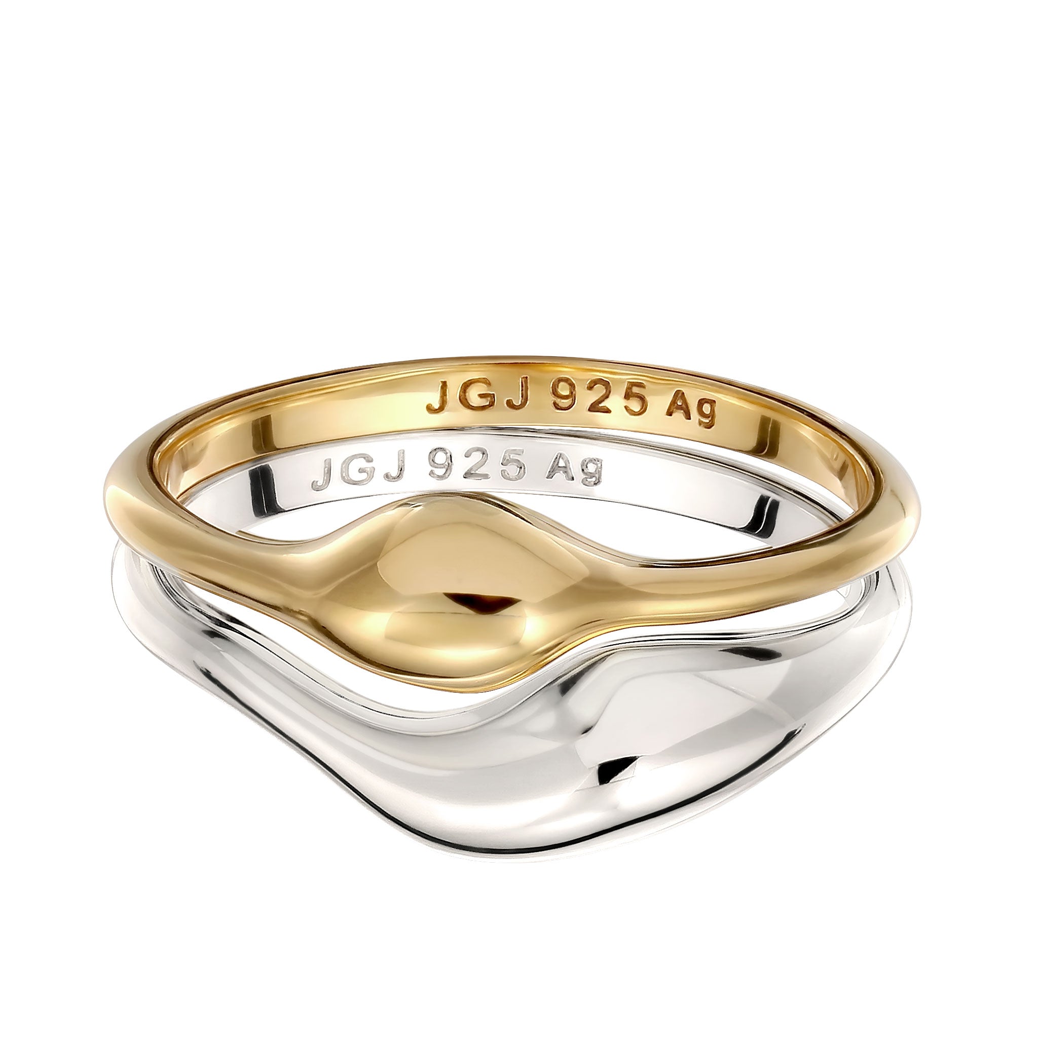 Zweifarbig - Elli | Ringset Duo Bicolor | 925 Sterling Silber vergoldet