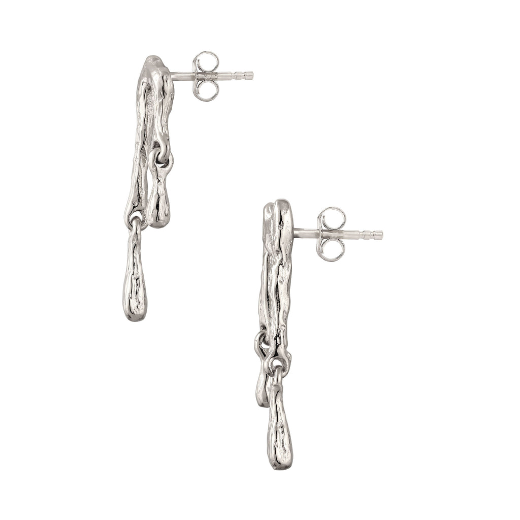 Silber - Elli | Ohrstecker Melted Tropfen | 925 Sterling Silber