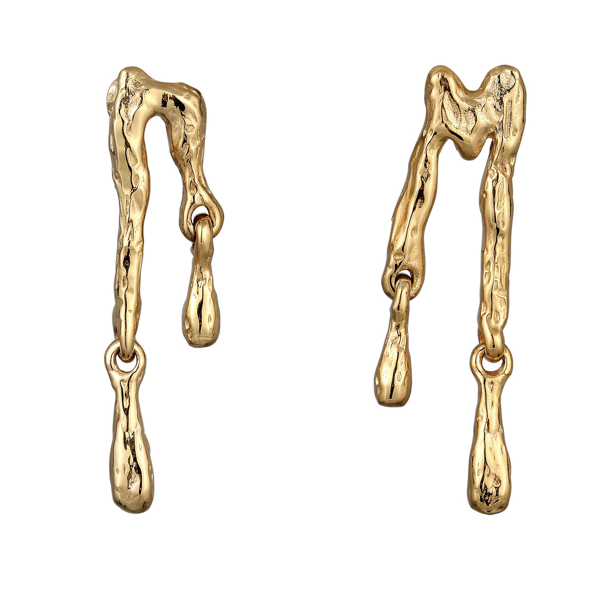 Gold - Elli | Ohrstecker Melted Tropfen | 925 Sterling Silber vergoldet