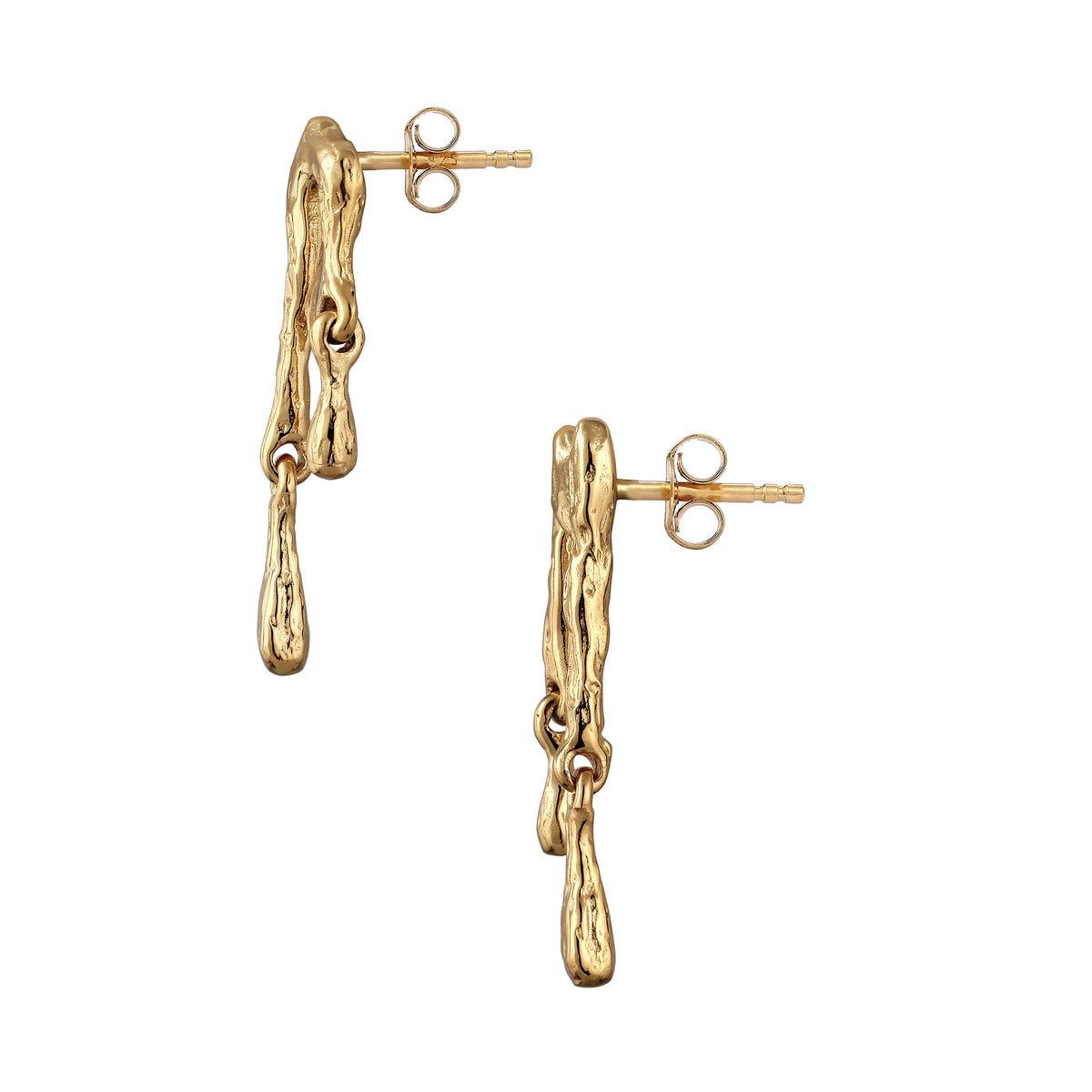 Gold - Elli | Ohrstecker Melted Tropfen | 925 Sterling Silber vergoldet