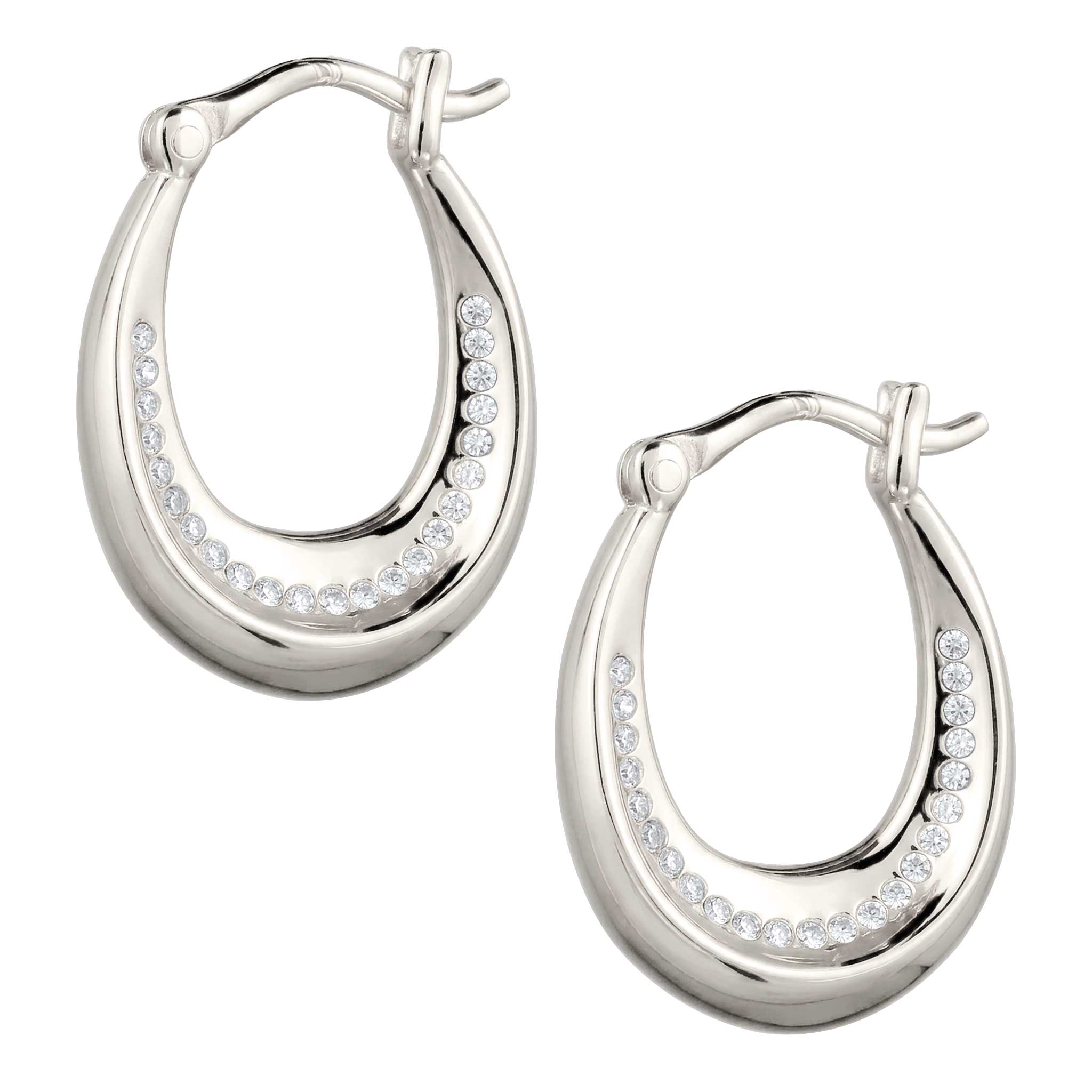 Silber - Elli | Creolen mit Swarovski® Kristallen | 925 Sterling Silber