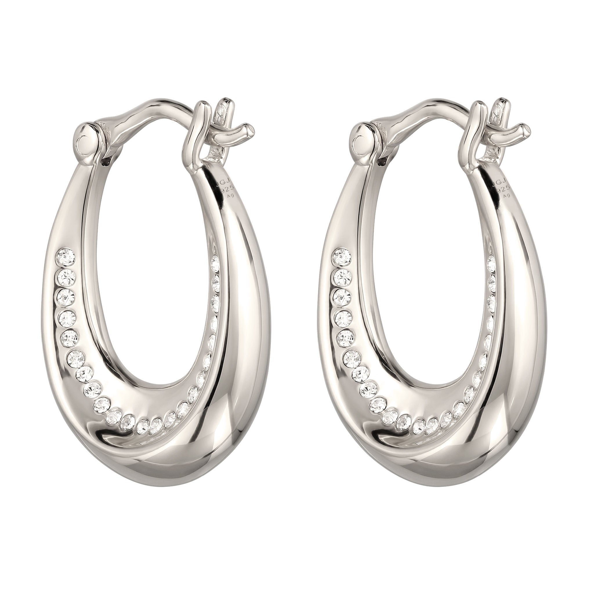 Silber - Elli | Creolen mit Swarovski® Kristallen | 925 Sterling Silber