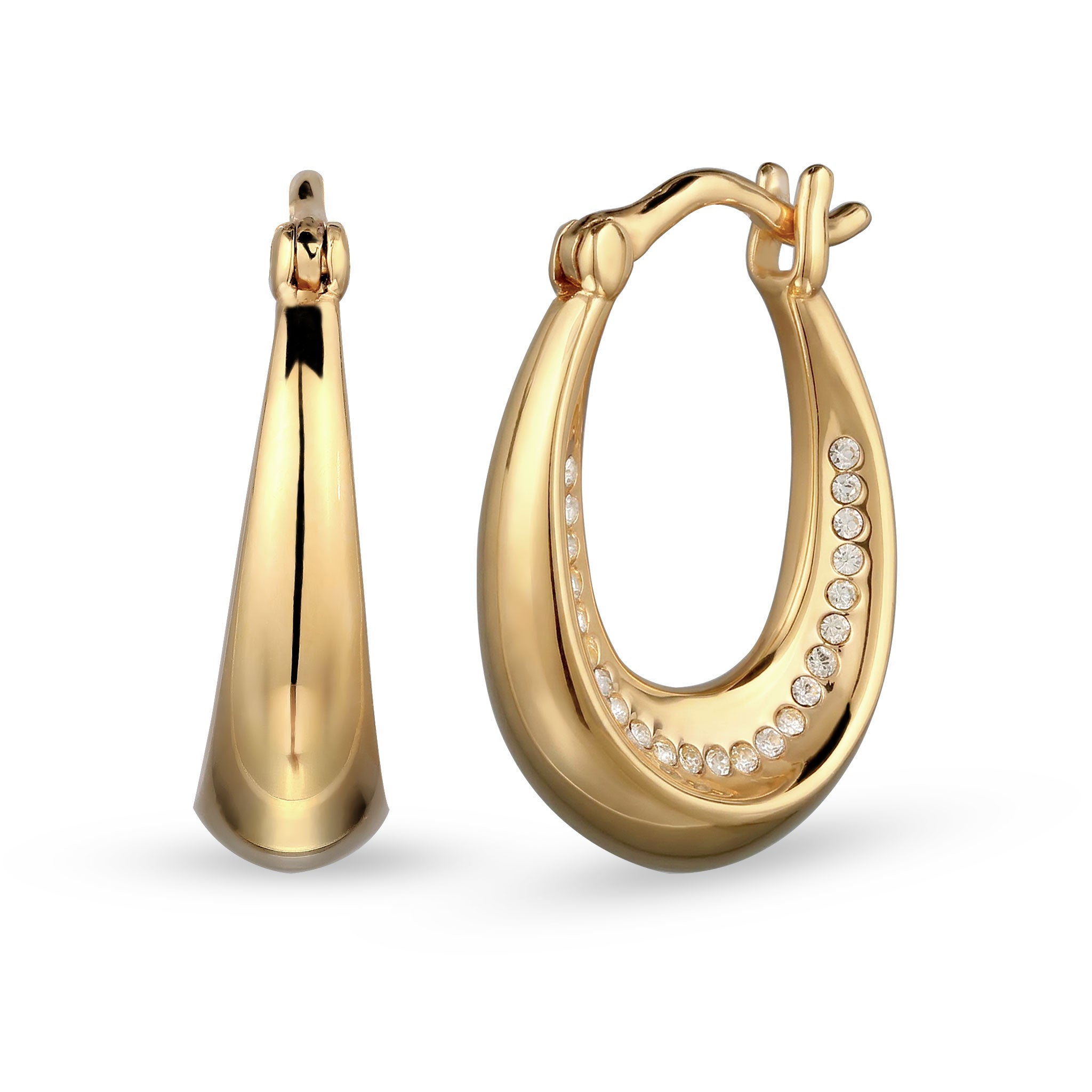 Gold - Elli | Creolen | mit Swarovski® Kristallen | 925 Sterling Silber vergoldet