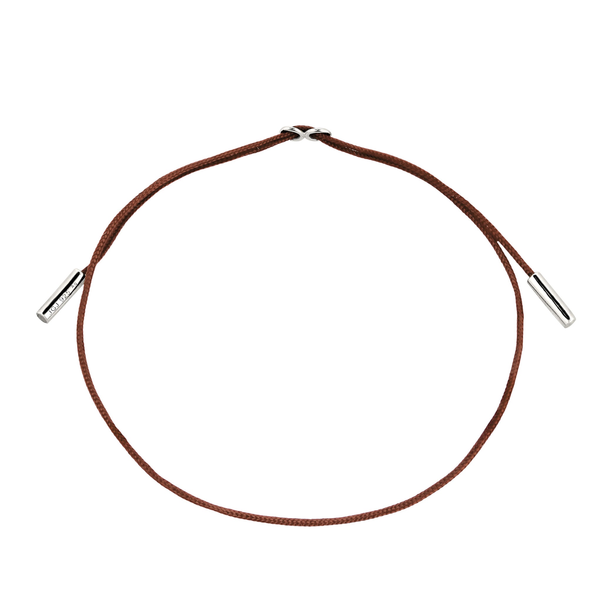 Silber - Elli | Armband | Nylon (Braun) | 925 Sterling Silber