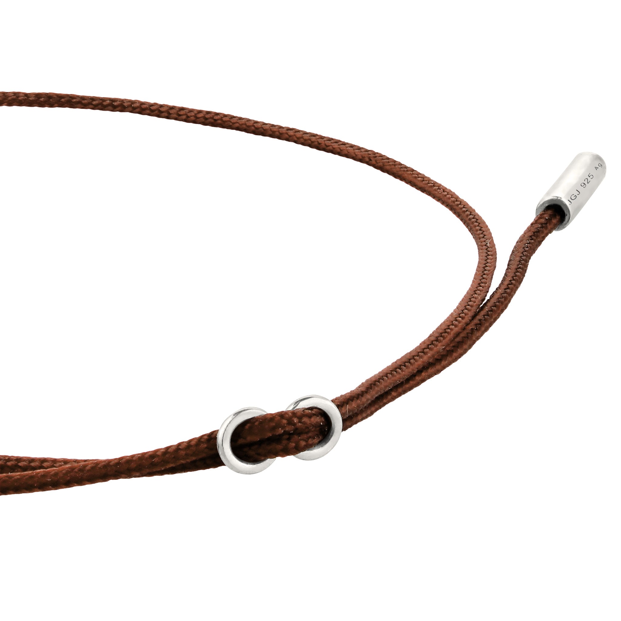 Silber - Elli | Armband | Nylon (Braun) | 925 Sterling Silber