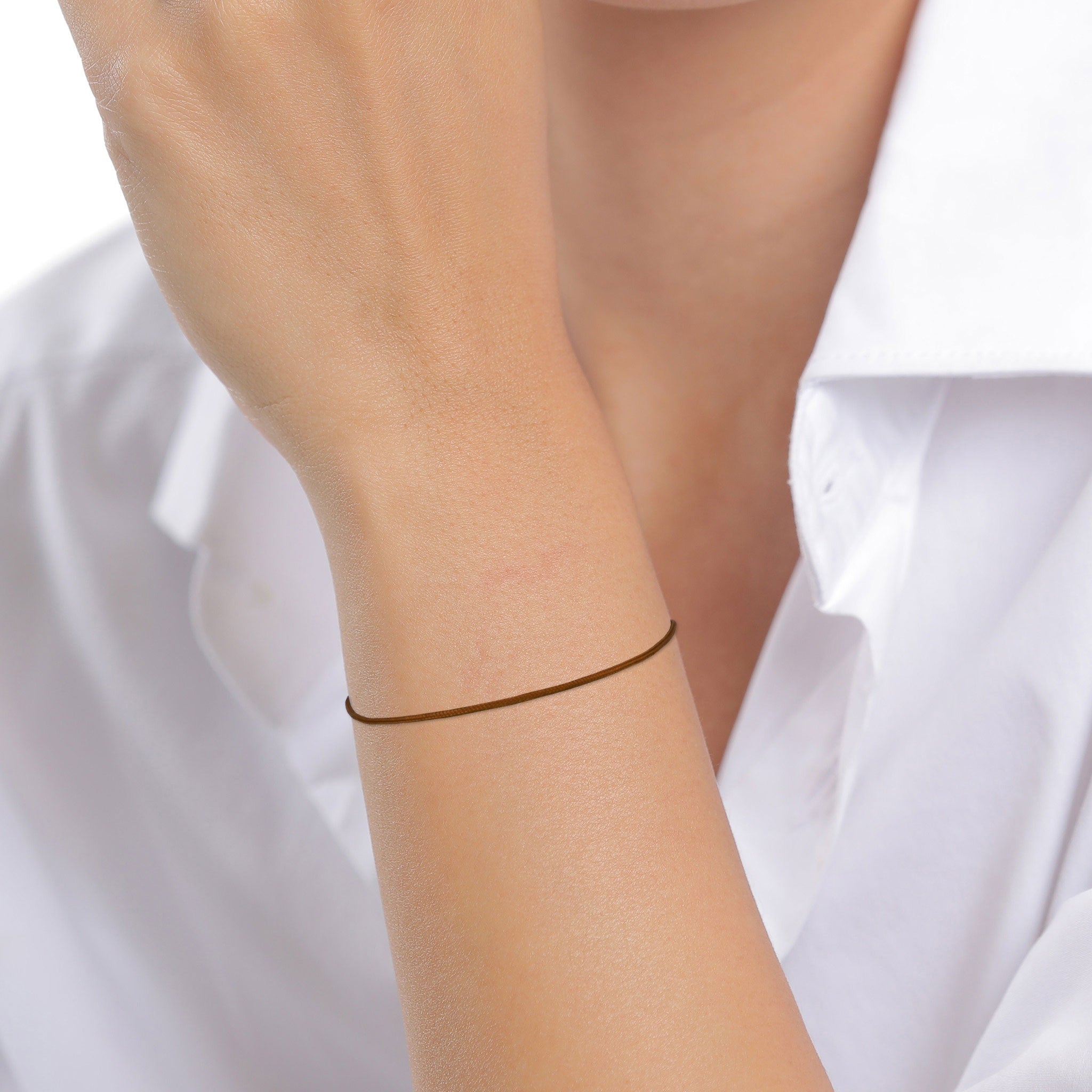 Silber - Elli | Armband | Nylon (Braun) | 925 Sterling Silber