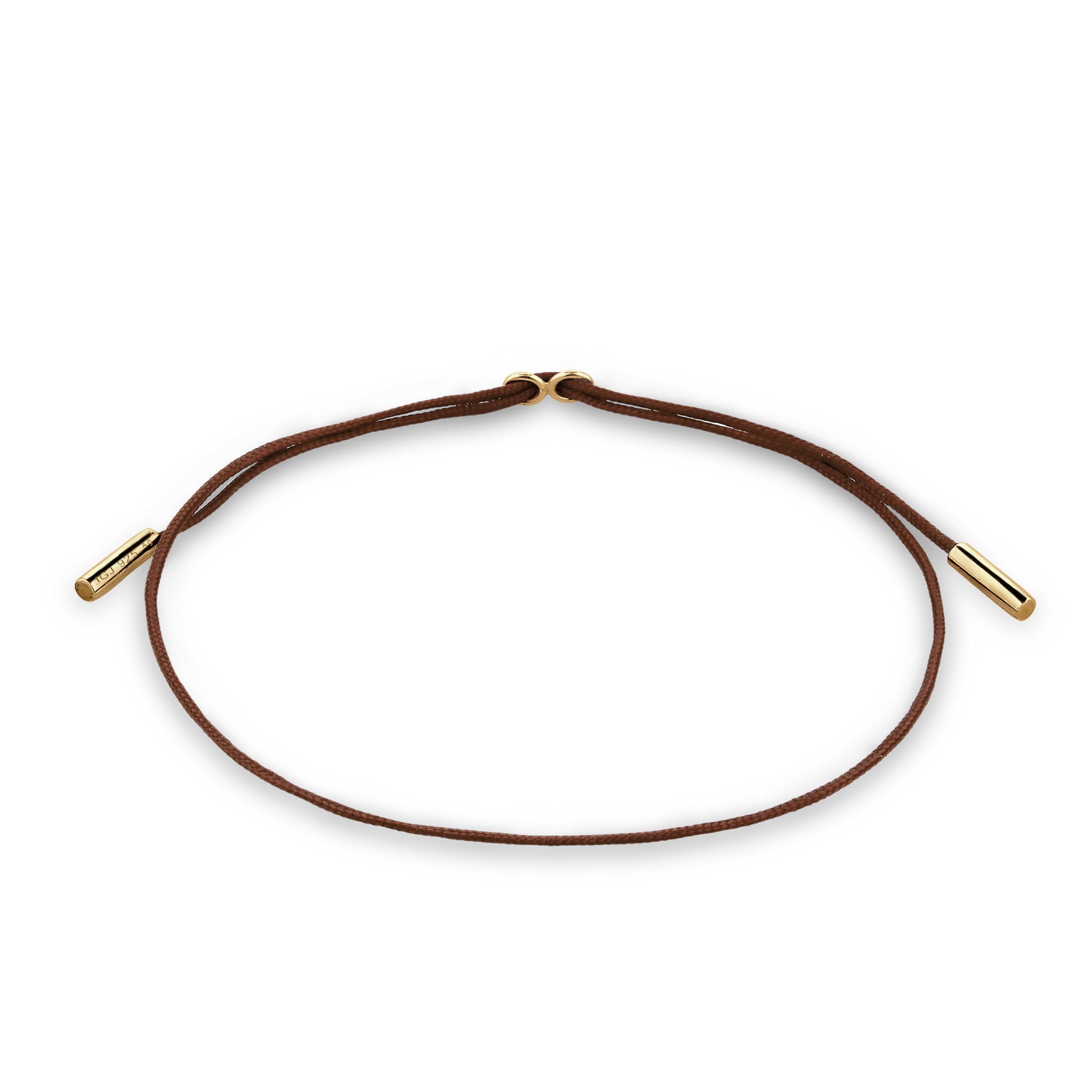 Gold - Elli | Armband |  Nylon (Braun) | 925 Sterling Silber vergoldet