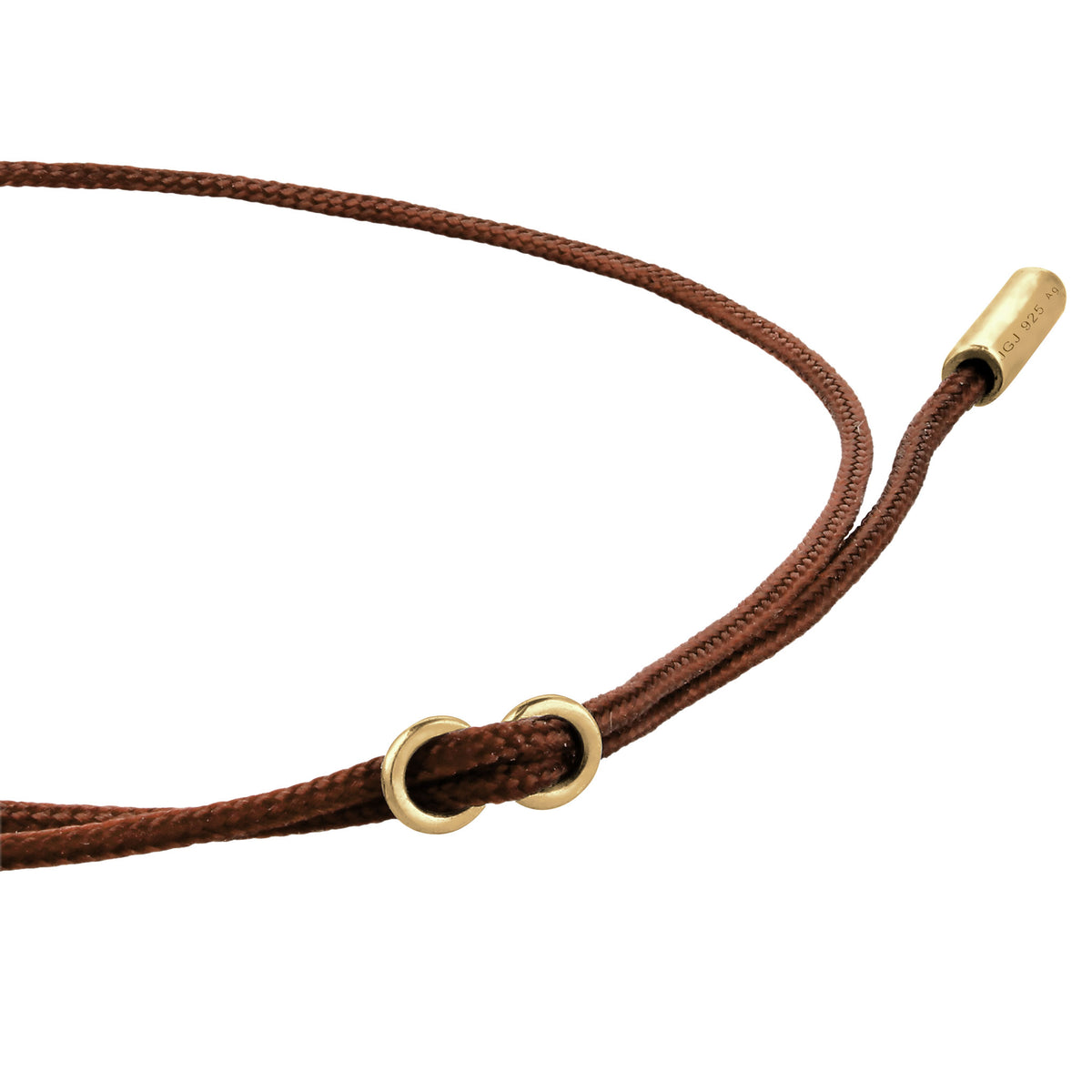 Gold - Elli | Armband |  Nylon (Braun) | 925 Sterling Silber vergoldet